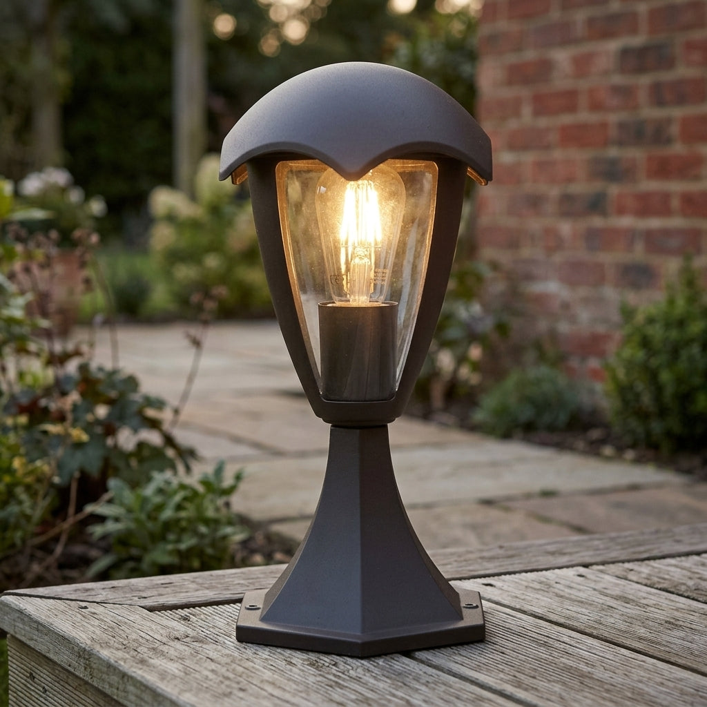 Searchlight Bluebell Dark Grey Outdoor 1 Light Pedestal