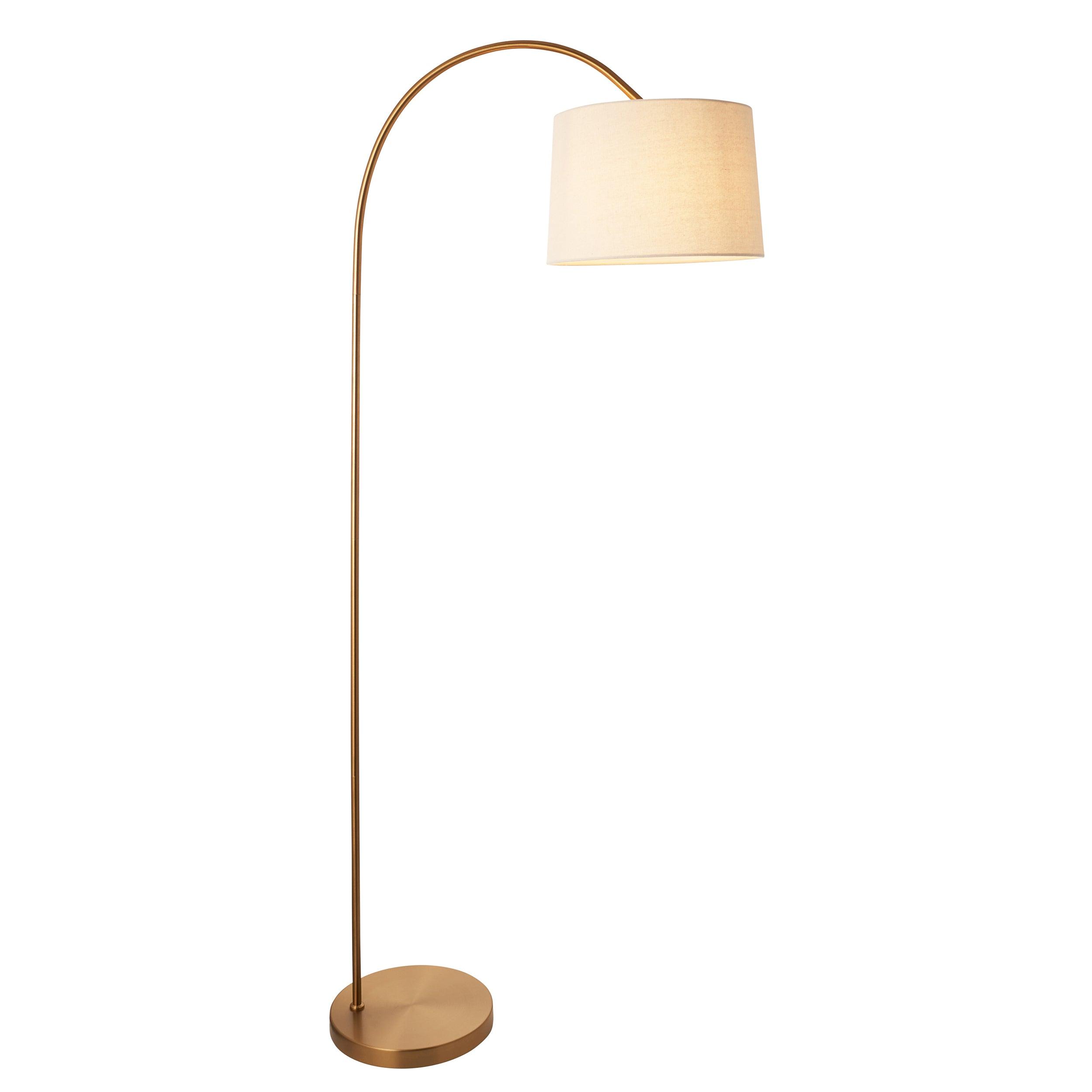 carlson brass modern floor lamp natural shade by Endon Lighting Living Room Close Up 19