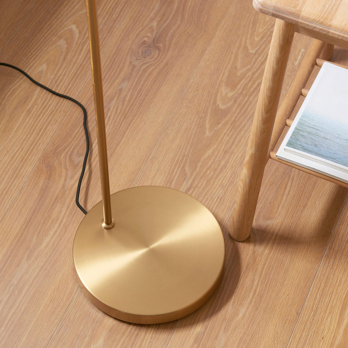 Carlson Brass Modern Floor Lamp - Natural Shade-OB-180926
