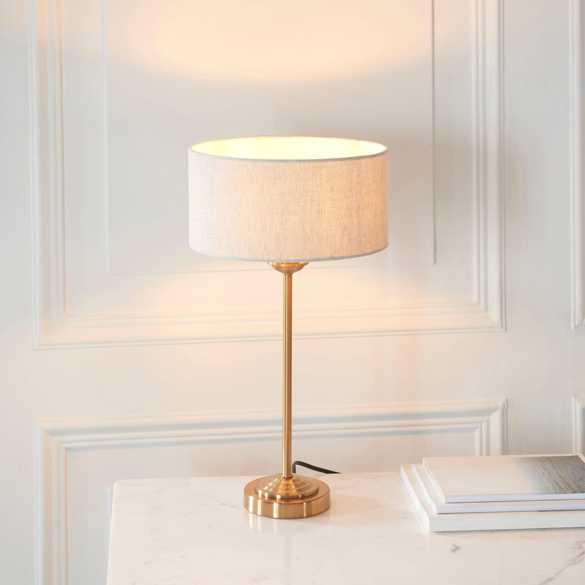 Endon Highclere Vintage Brass Table Lamp - Natural Shade-warehouse-180926