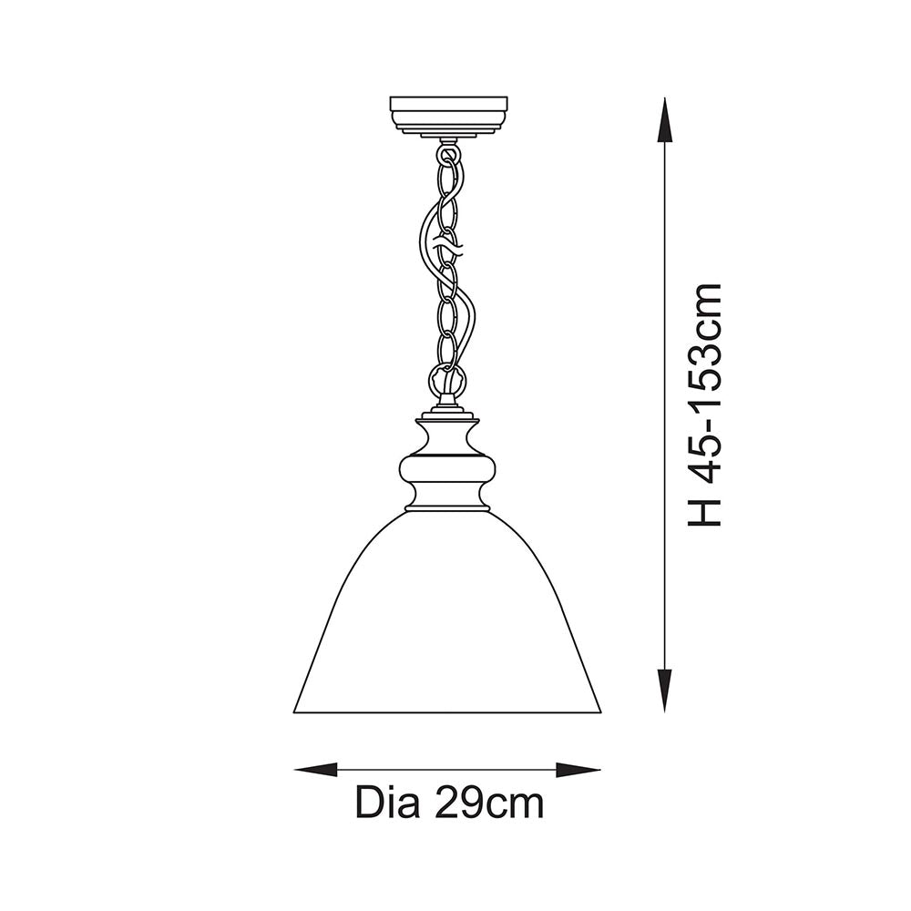 Cotswold Wood Pendant Ceiling Light with Glass Shade