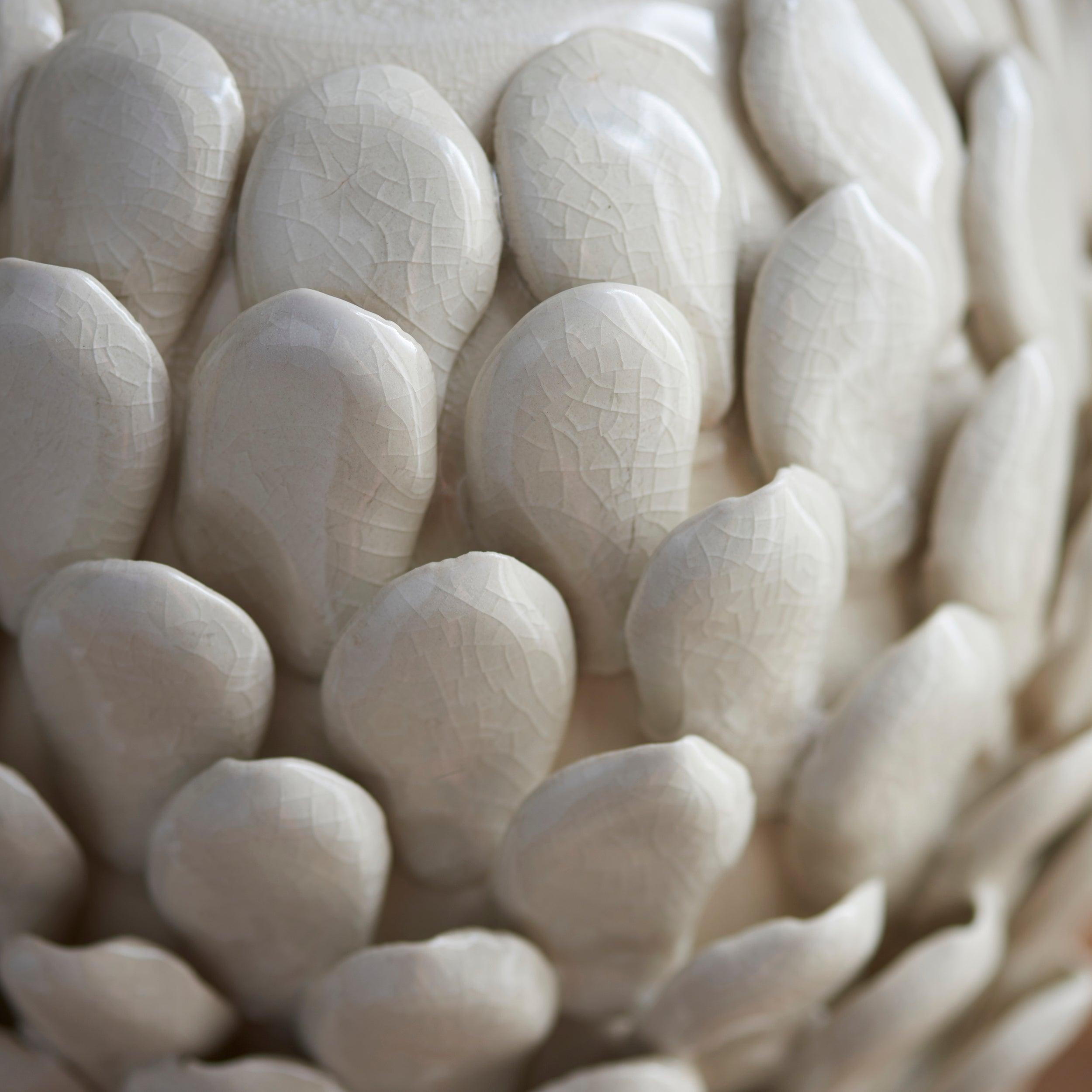 Layered Leaf White Ceramic Table Lamp Base