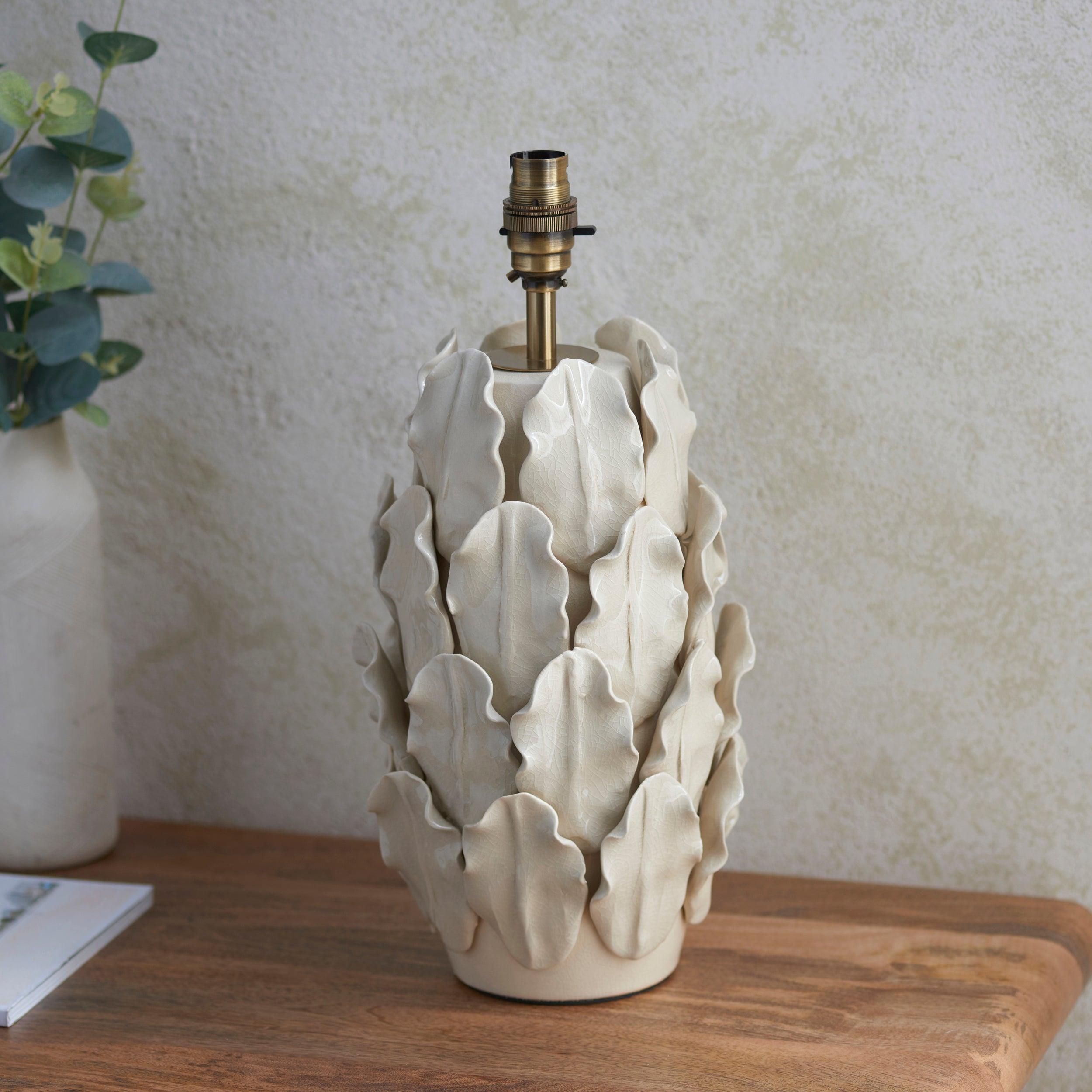 Layered Leaf Large White Ceramic Table Lamp Base