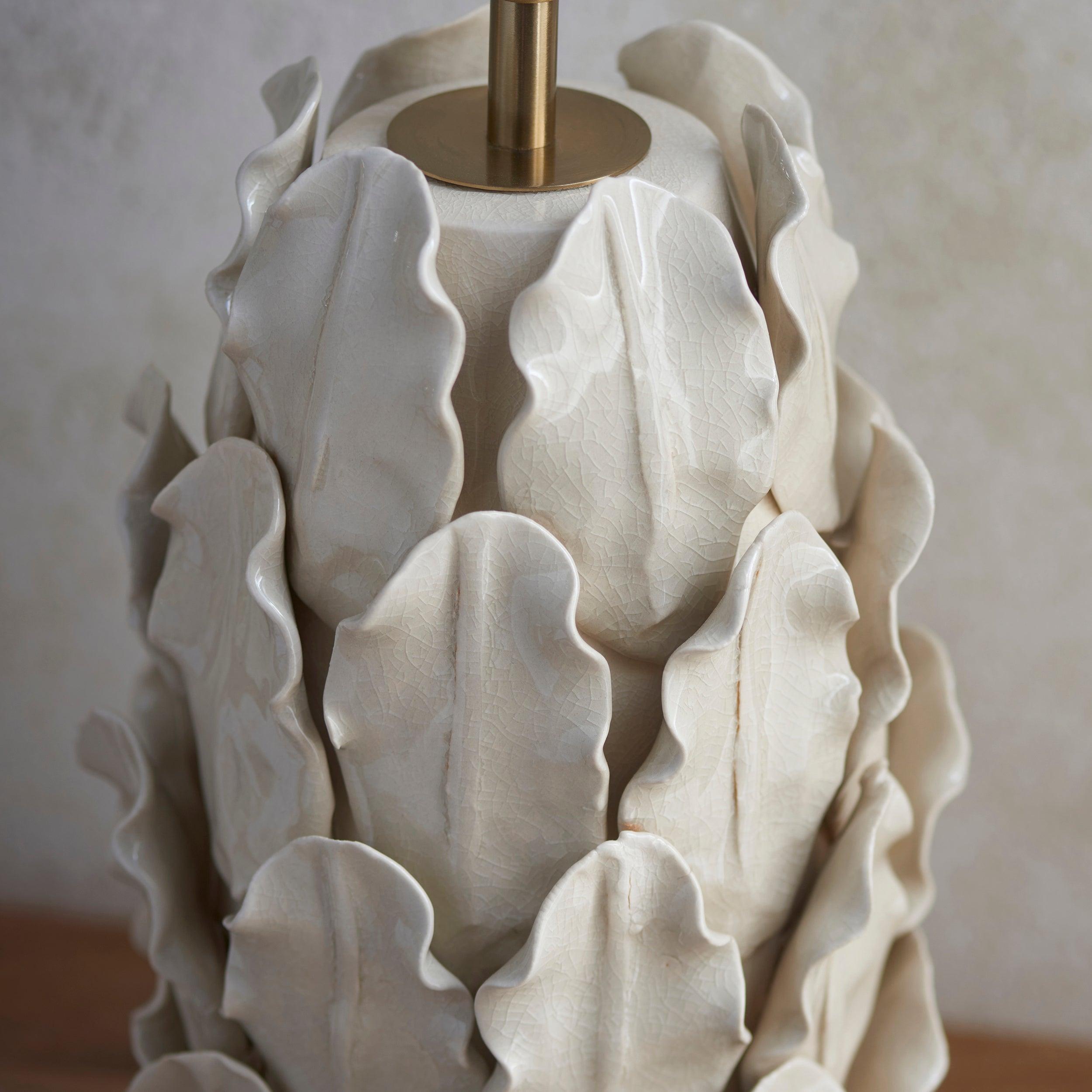 Layered Leaf Large White Ceramic Table Lamp Base