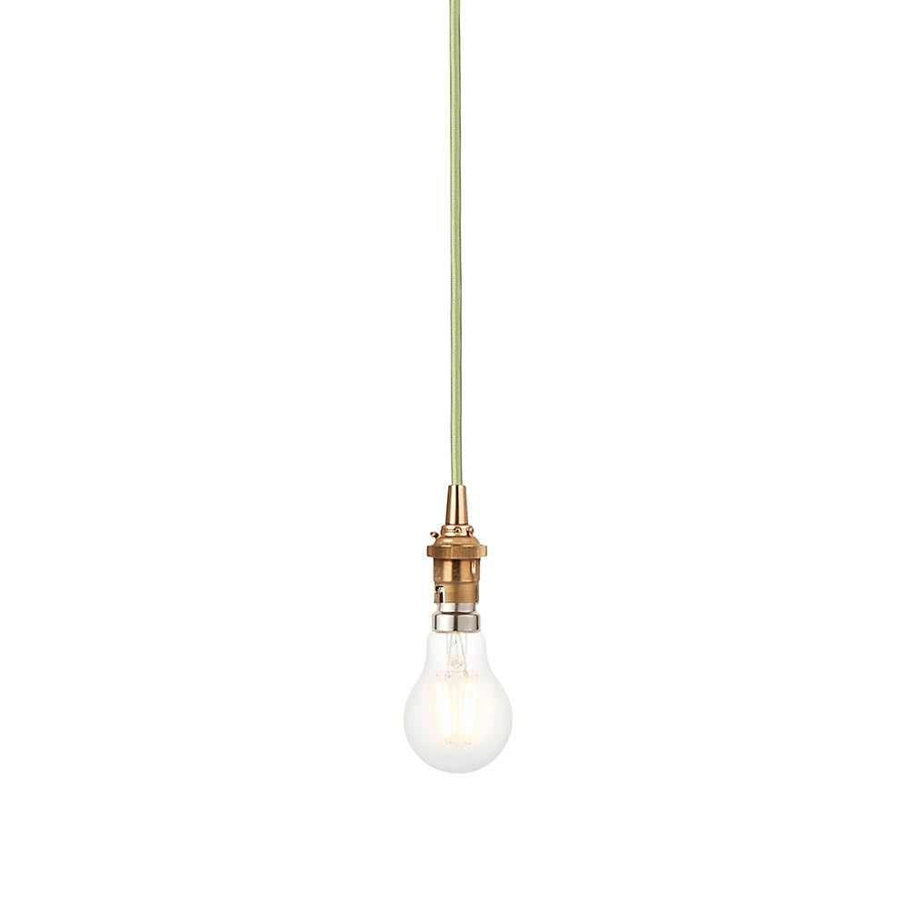 Endon Eltham Aged Brass & Green Braided Cable Set 1 Light Pendant