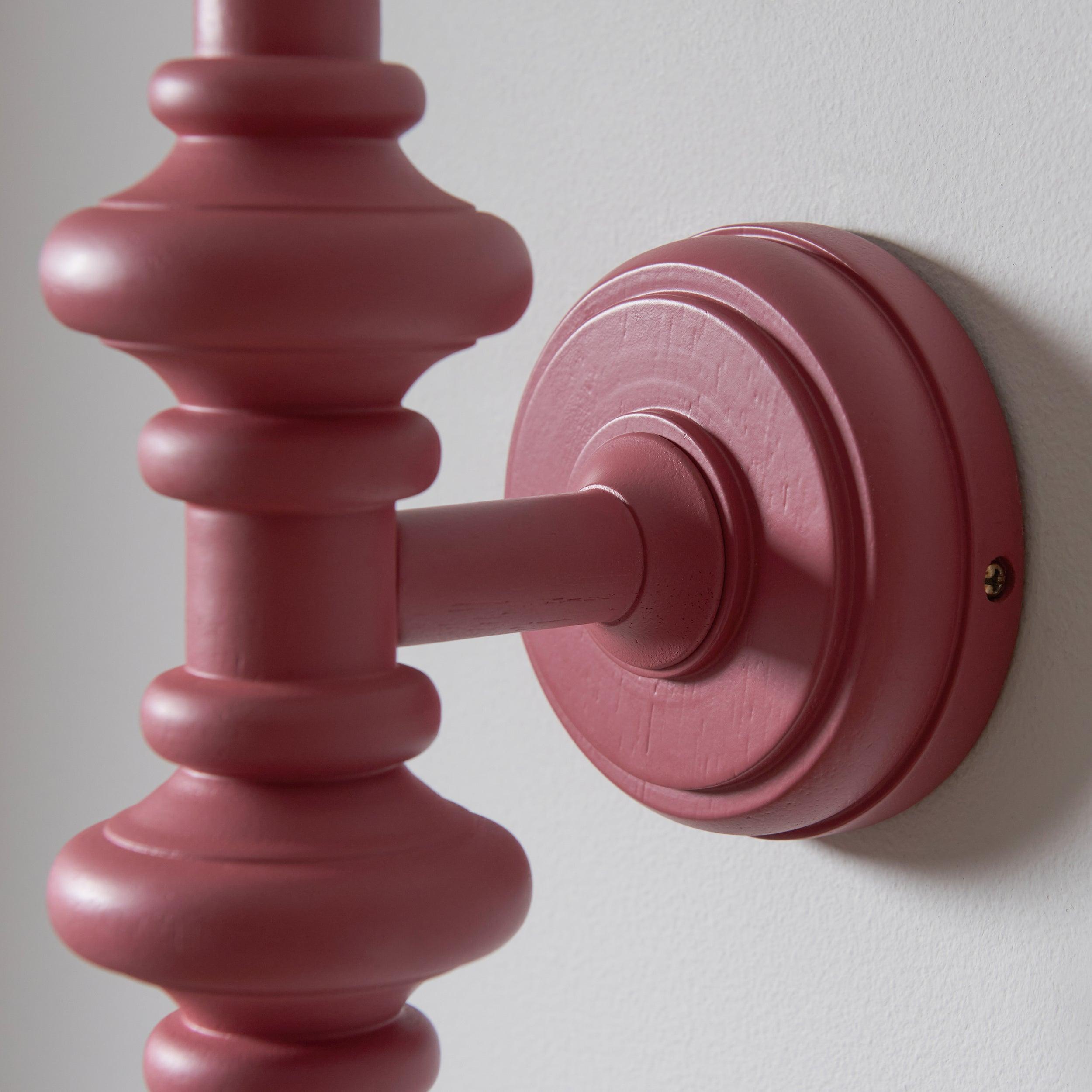 Carnaby Pink Wooden Wall Light Fitting