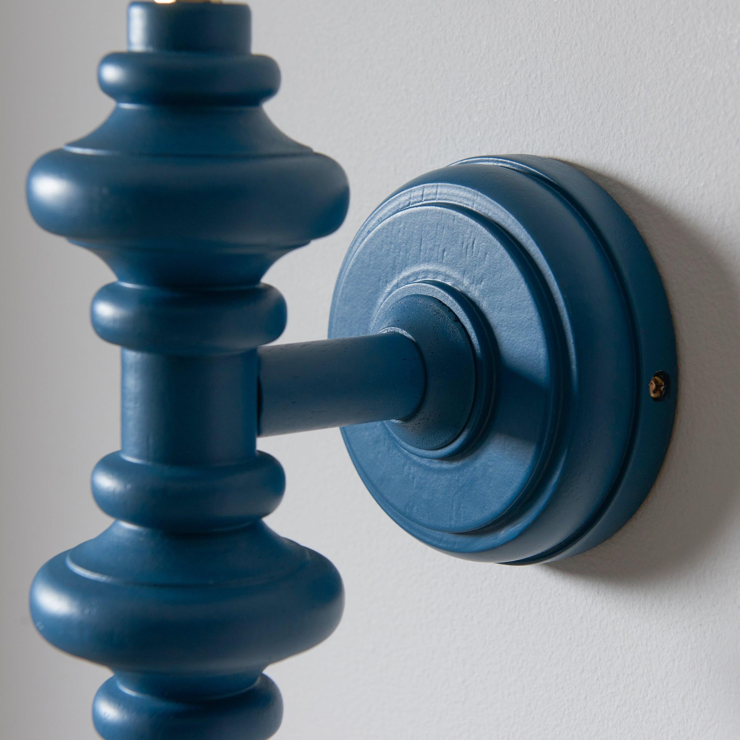 Carnaby Blue Wooden Wall Light Fitting