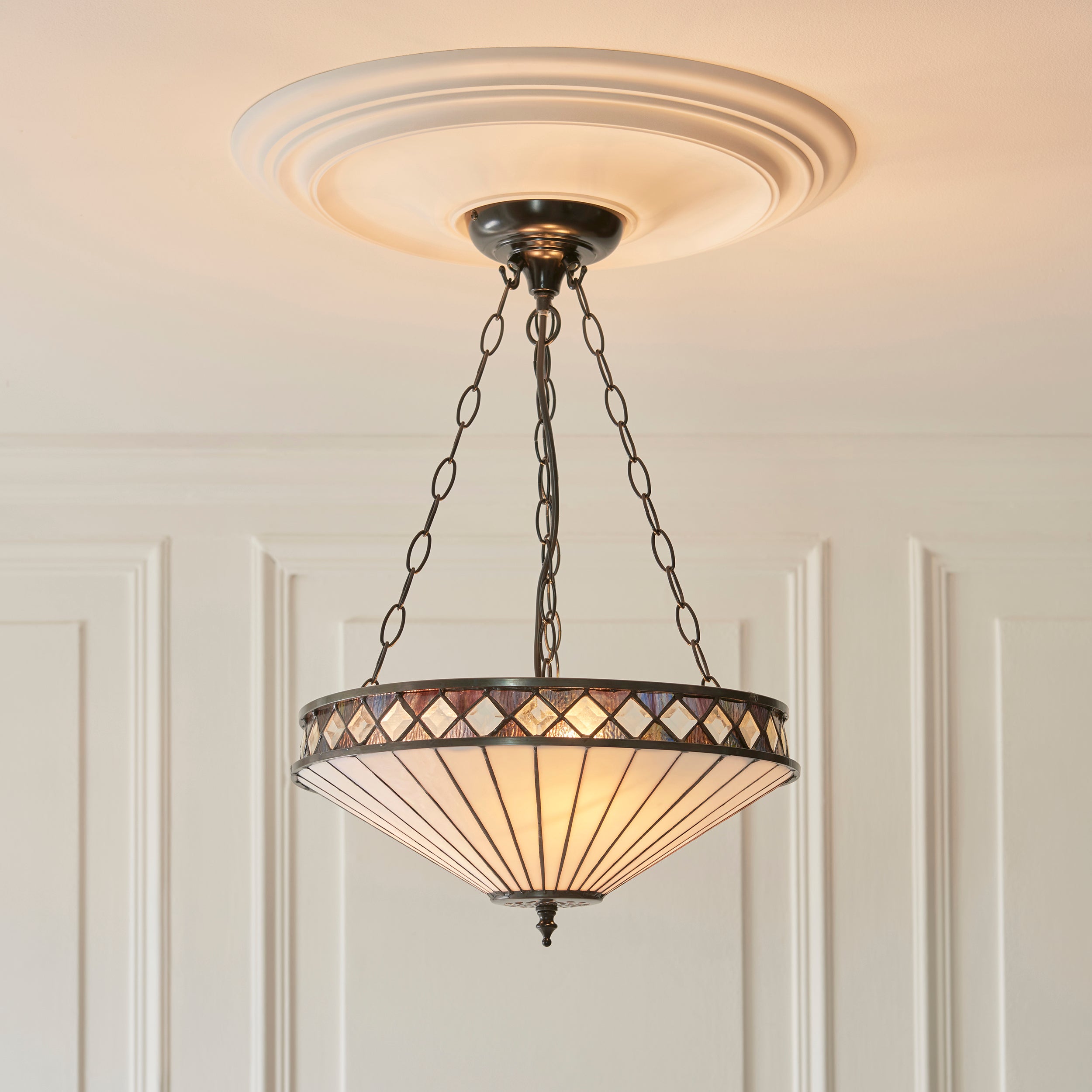 Fargo Medium Inverted Tiffany Ceiling Light (adjustable)