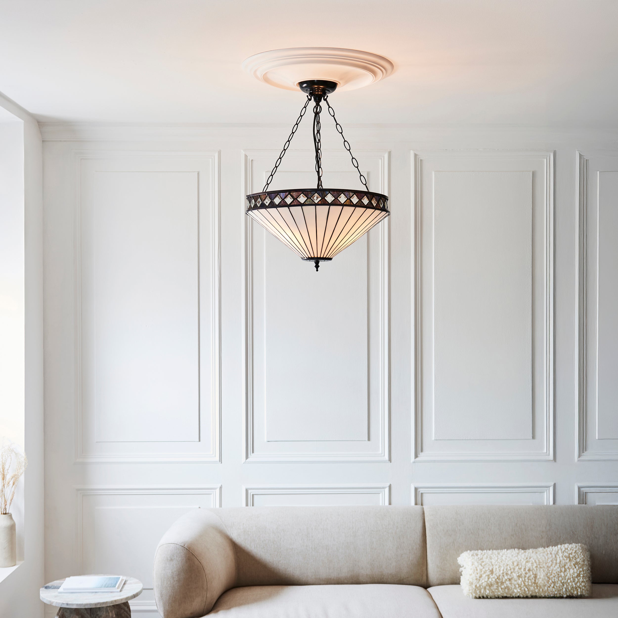 Fargo Large Inverted Tiffany Ceiling Light (adjustable chain)