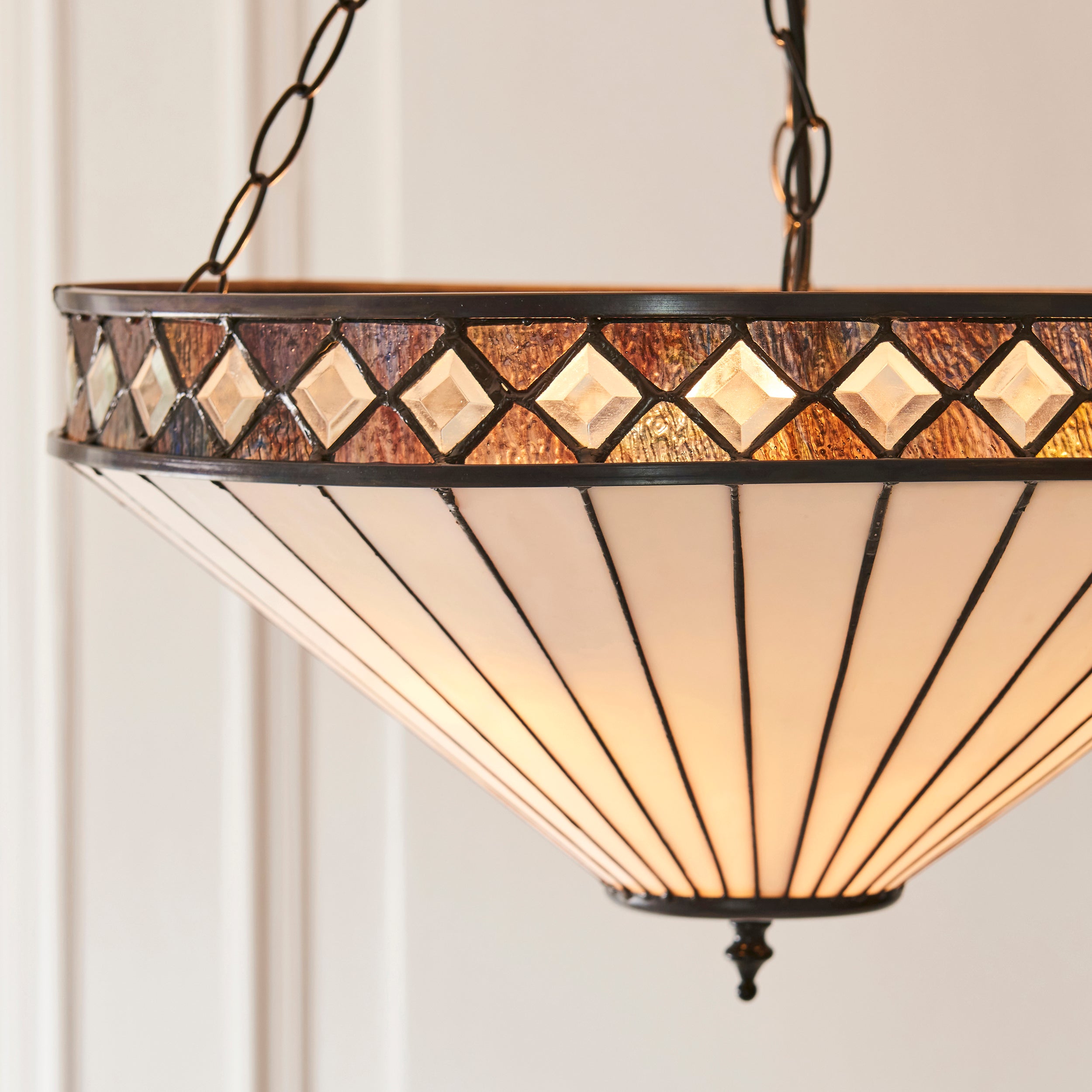 Fargo Large Inverted Tiffany Ceiling Light (adjustable chain)