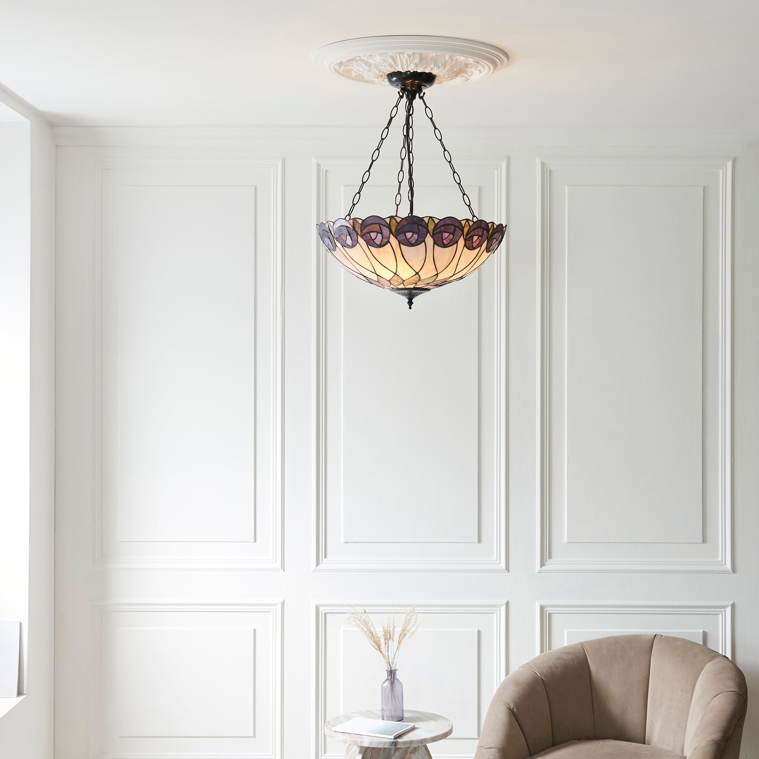 Hutchinson Large Inverted Tiffany Ceiling Light