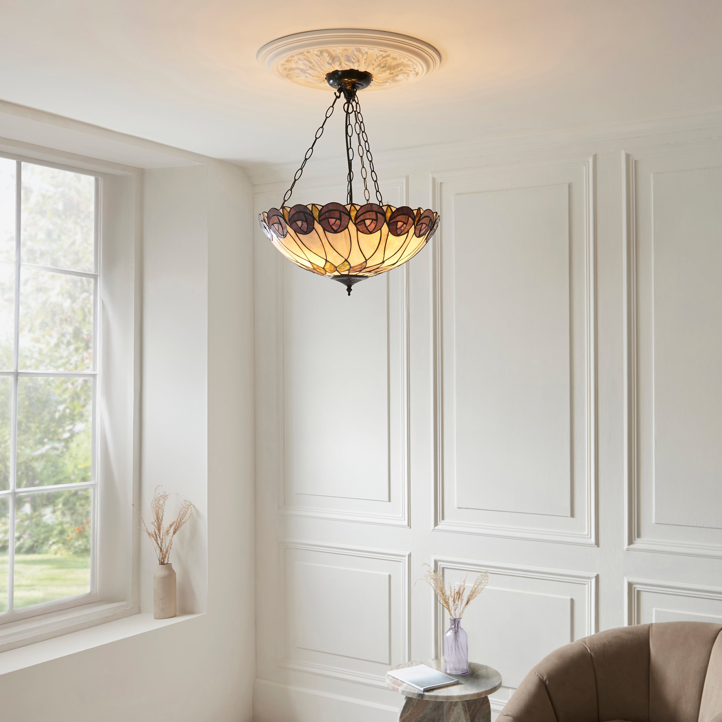 Hutchinson Large Inverted Tiffany Ceiling Light