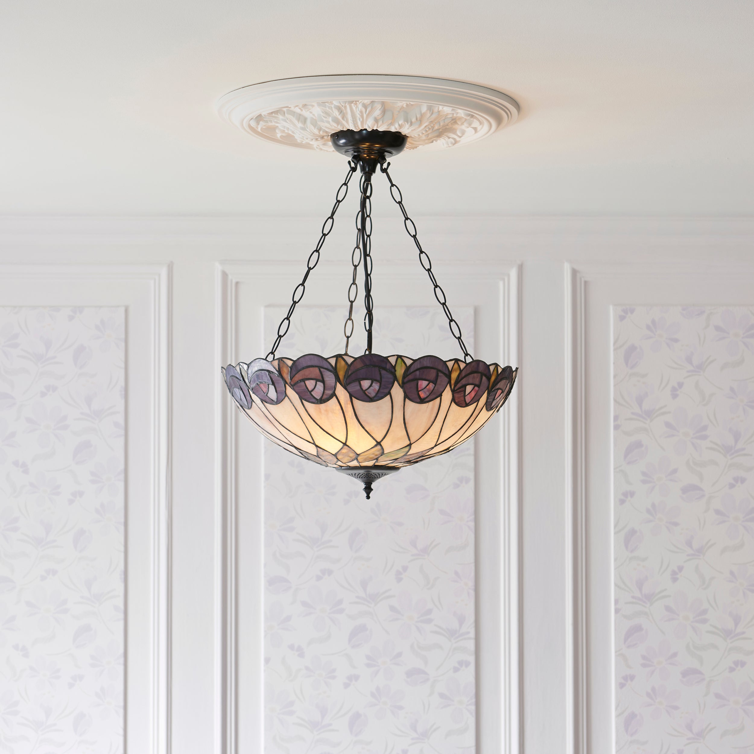 Hutchinson Large Inverted Tiffany Ceiling Light
