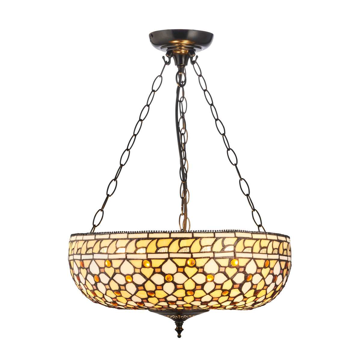 Mille Feux Large Inverted Tiffany Ceiling Light (adjustable) — close-up detail