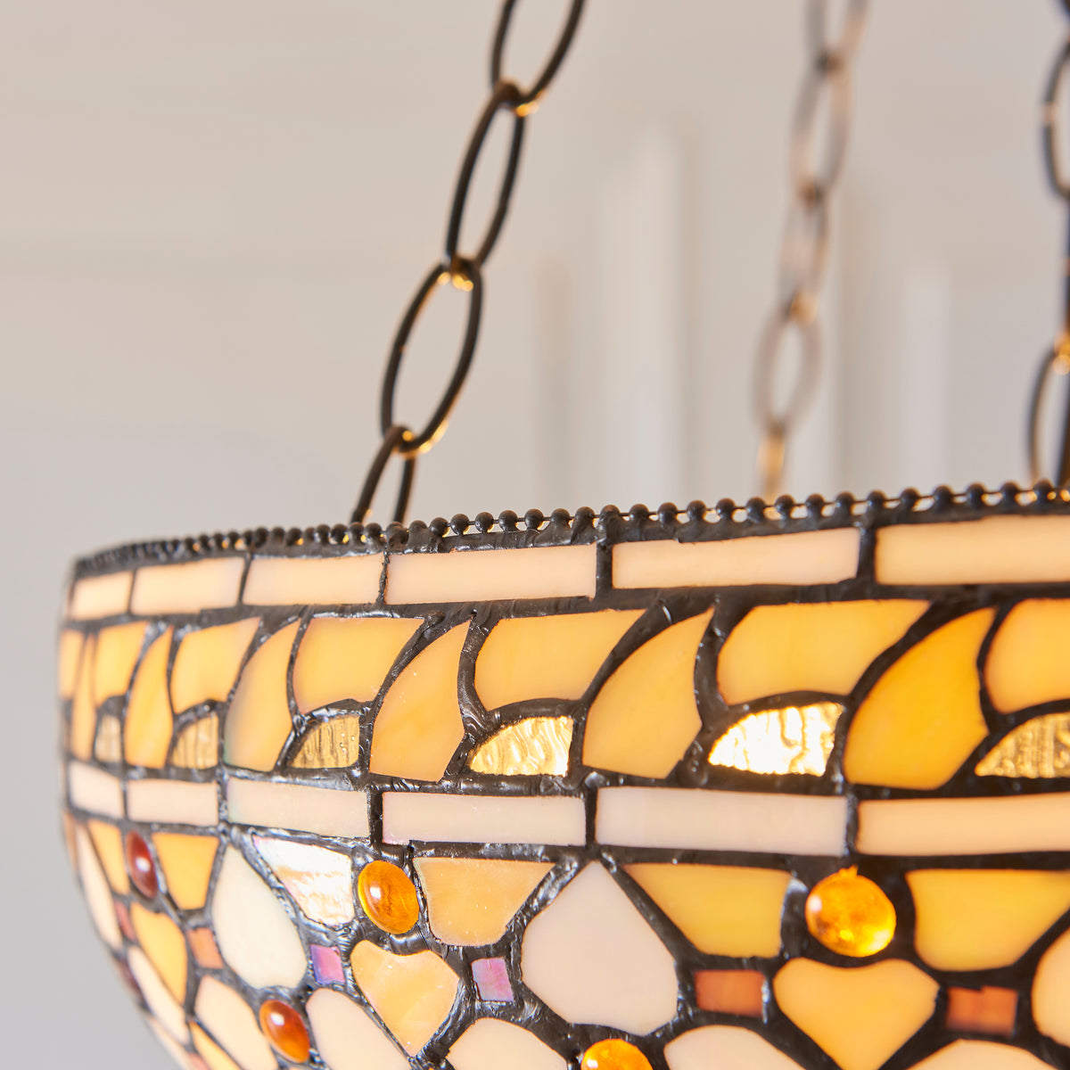 Mille Feux Large Inverted Tiffany Ceiling Light (adjustable) — installed view