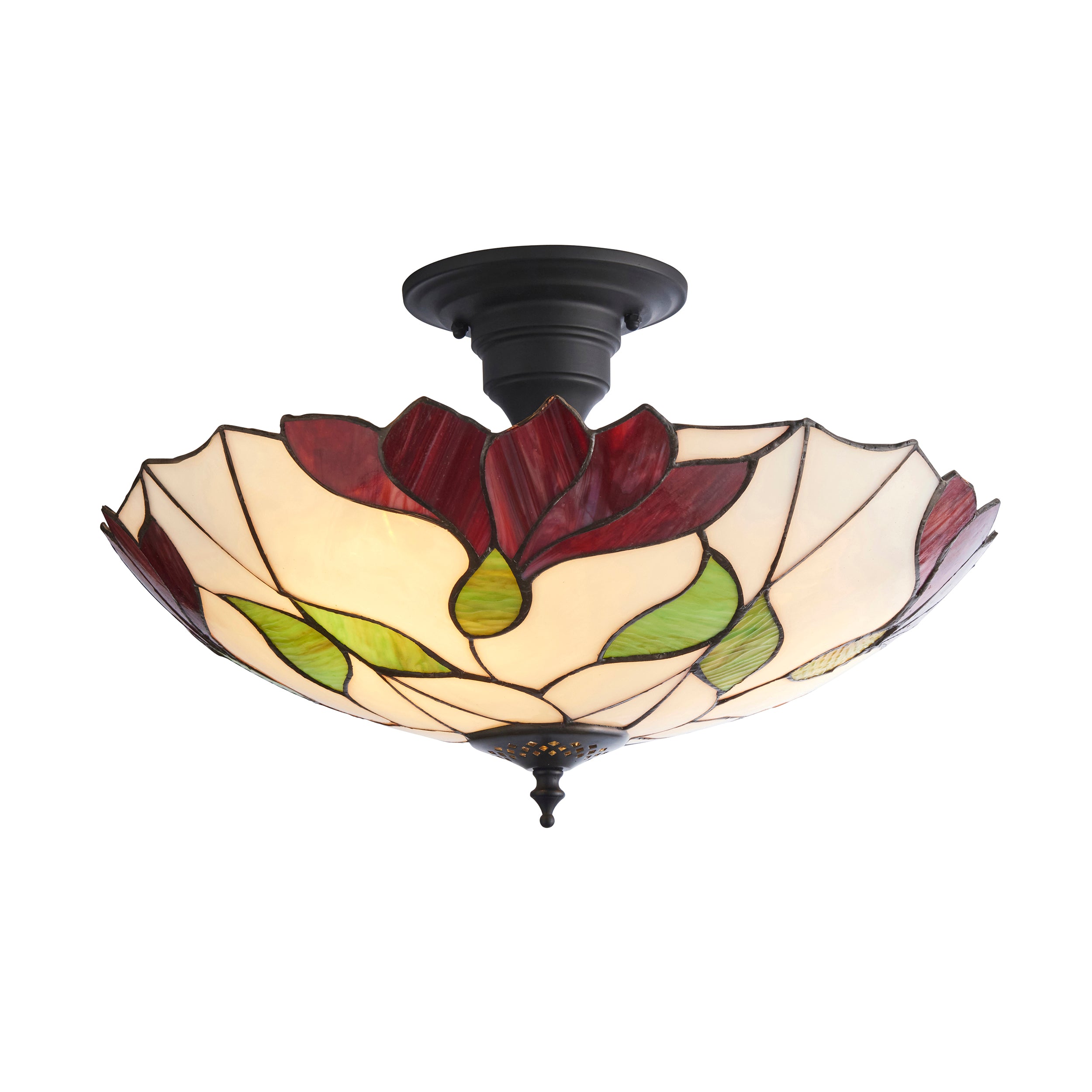 Interiors 1900 Large Botanica Semi Flush Tiffany Ceiling Light