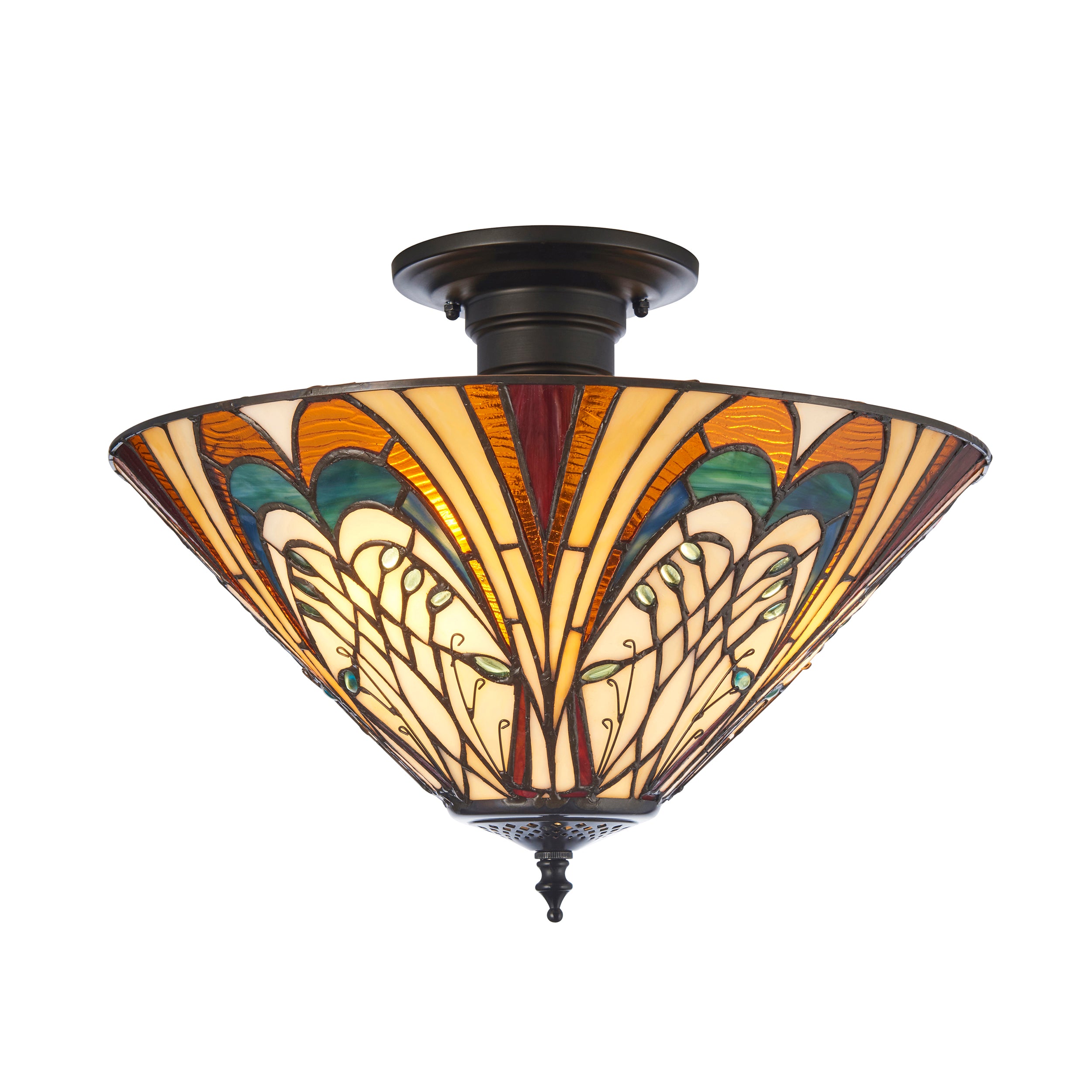 Hector Medium Semi Flush Tiffany Ceiling Light