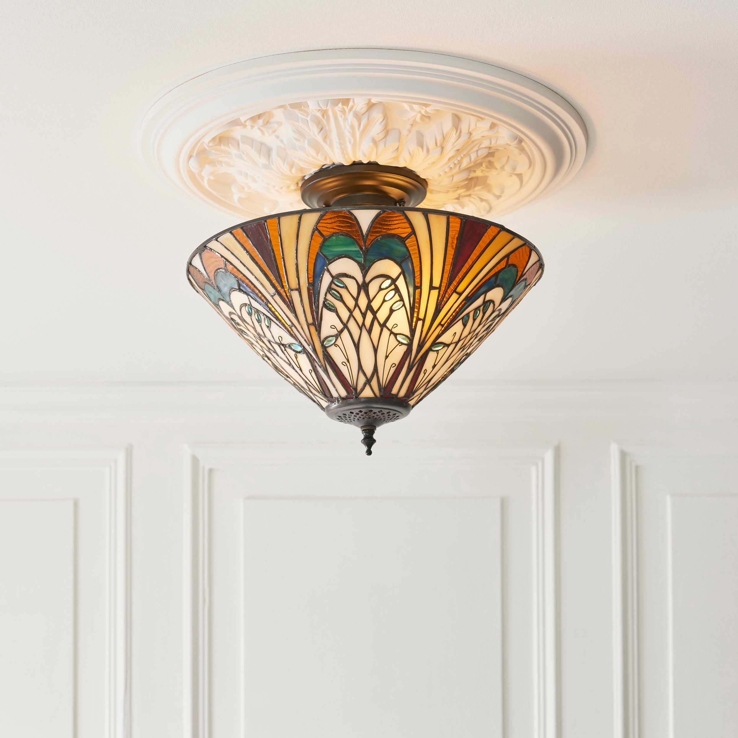 Hector Medium Semi Flush Tiffany Ceiling Light