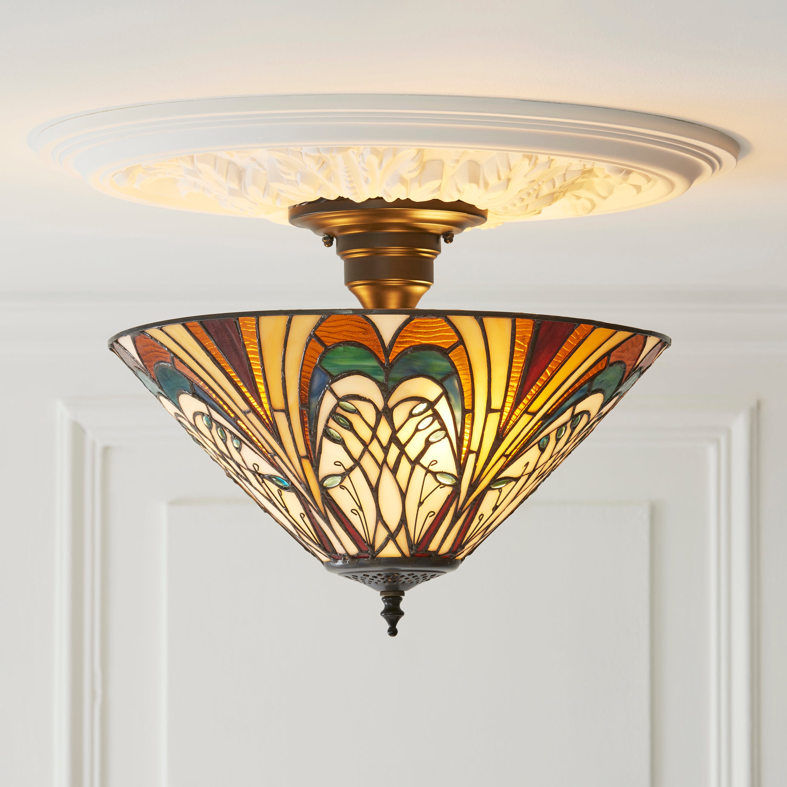 Hector Medium Semi Flush Tiffany Ceiling Light