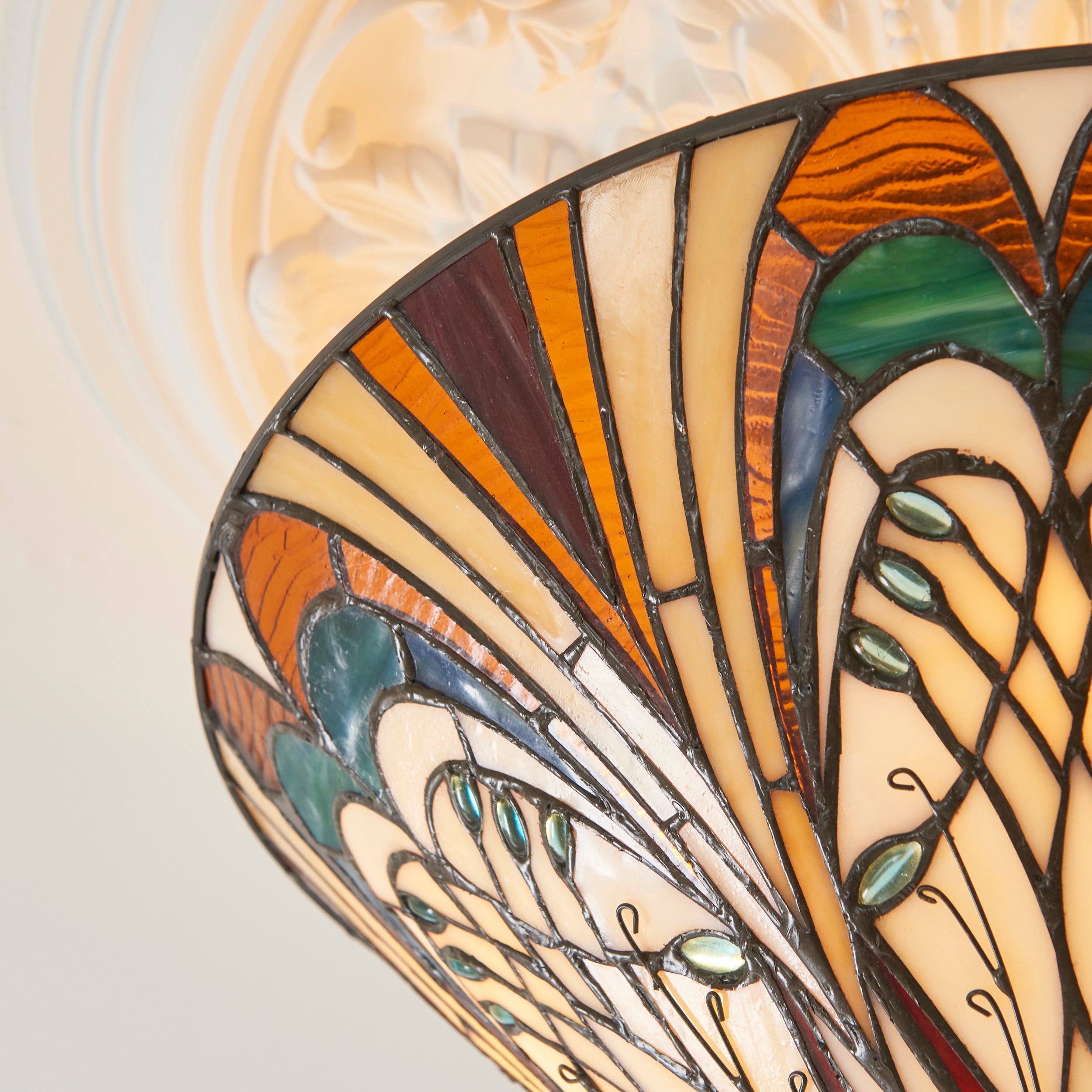 Hector Medium Semi Flush Tiffany Ceiling Light