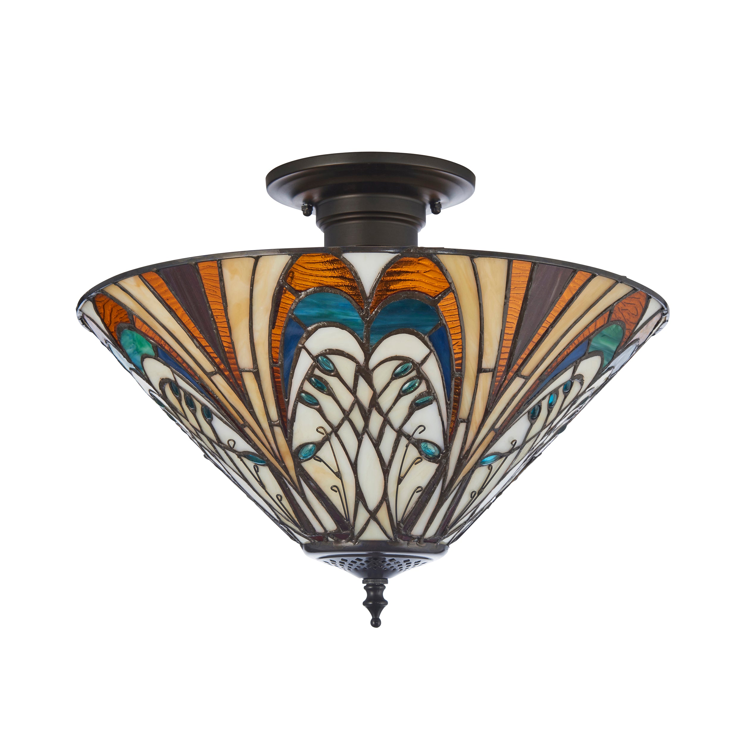 Hector Medium Semi Flush Tiffany Ceiling Light
