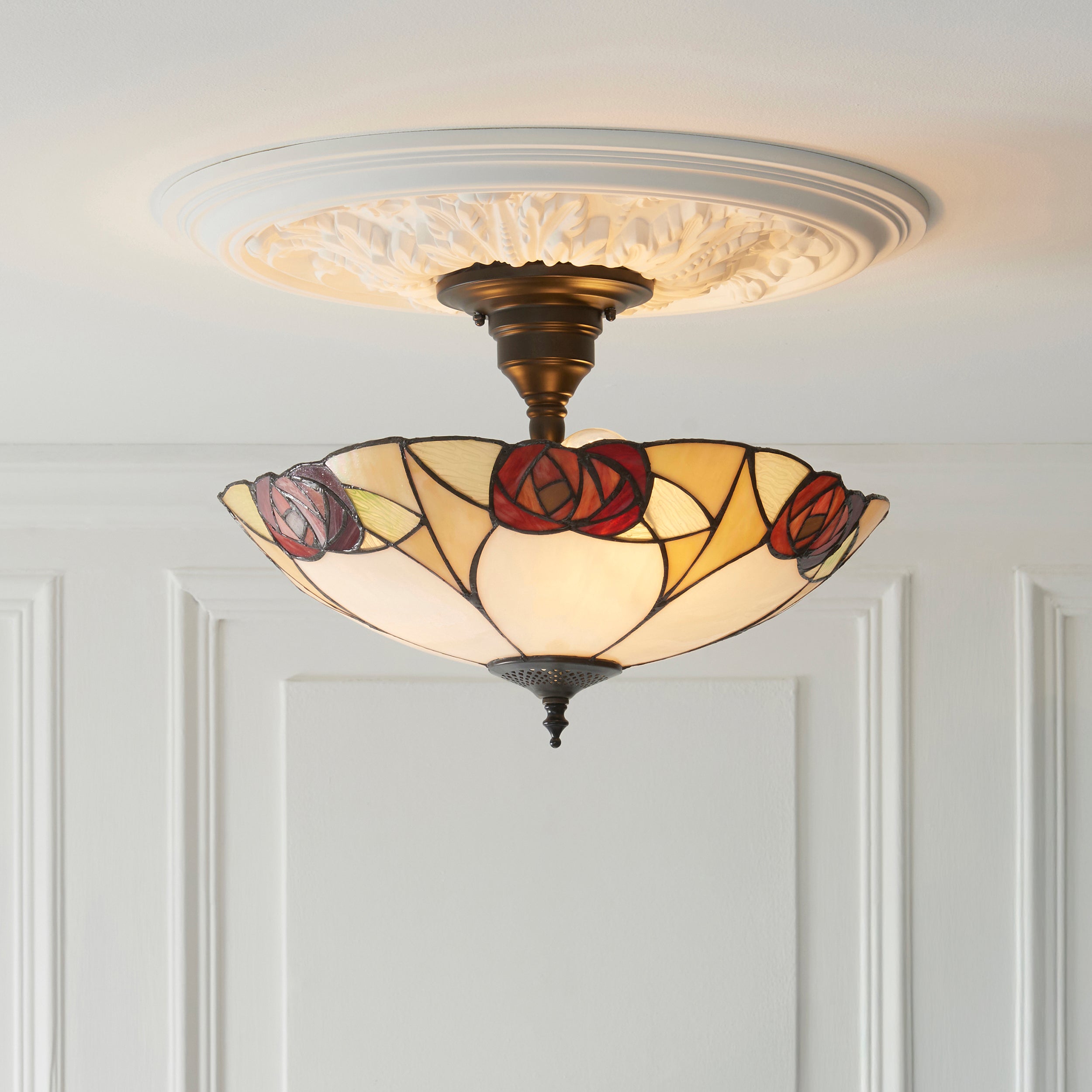 Interiors 1900 Ingram Semi Flush Tiffany Ceiling Light