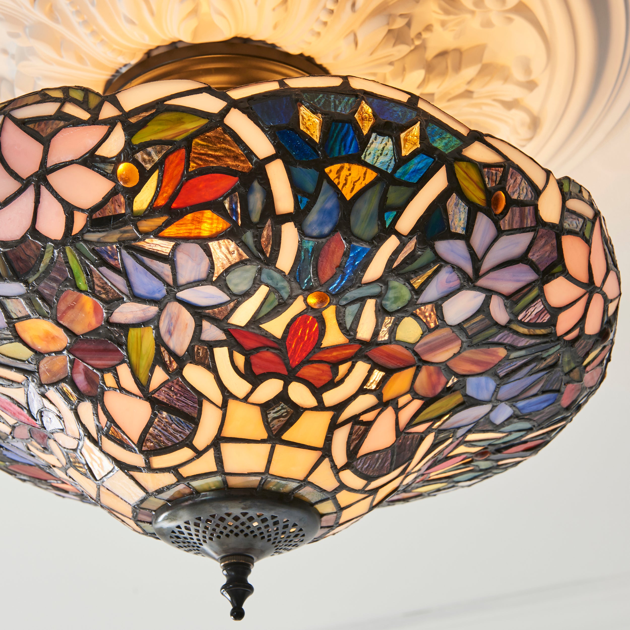 Sullivan Semi-Flush Tiffany Stained Glass Ceiling Light