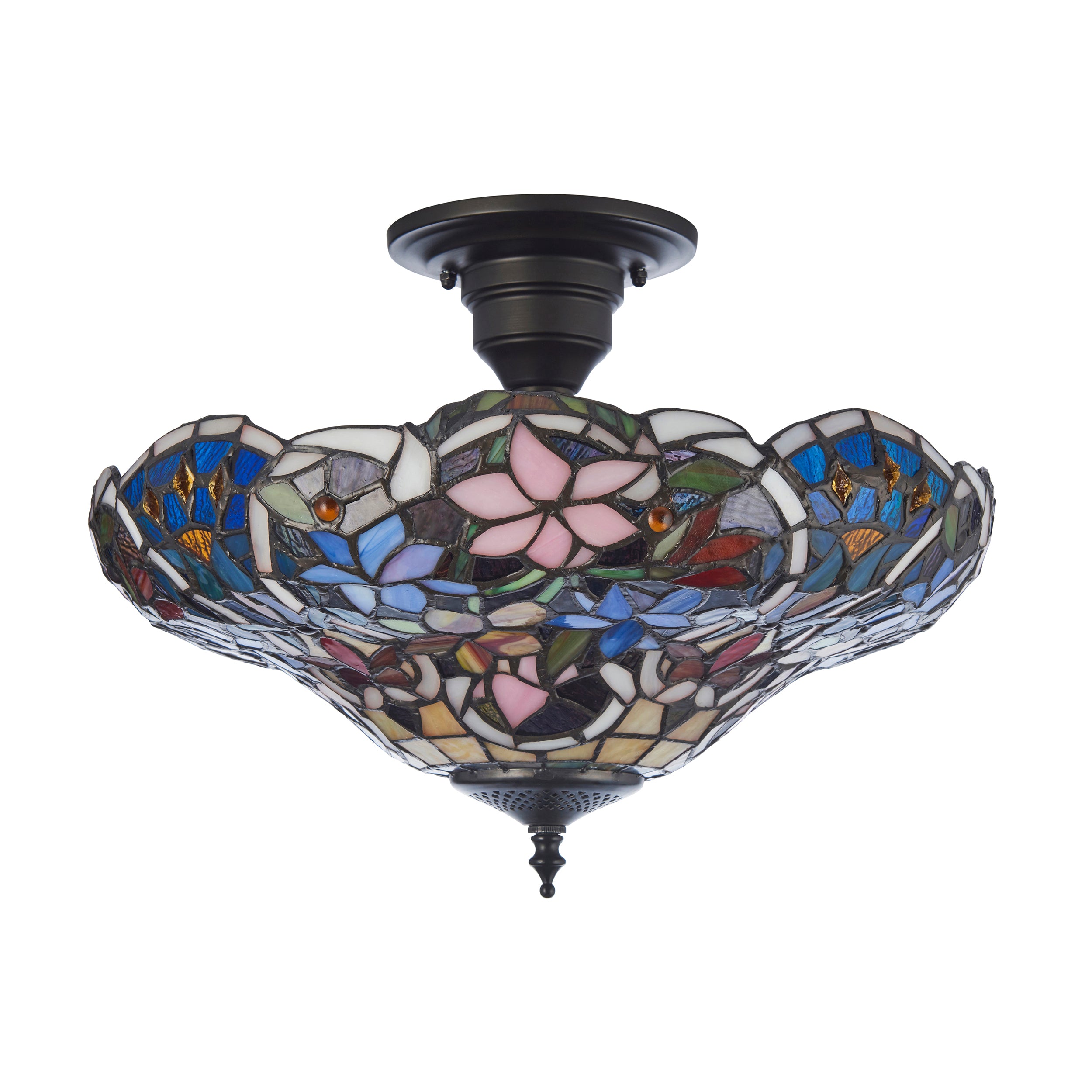 Sullivan Semi-Flush Tiffany Stained Glass Ceiling Light