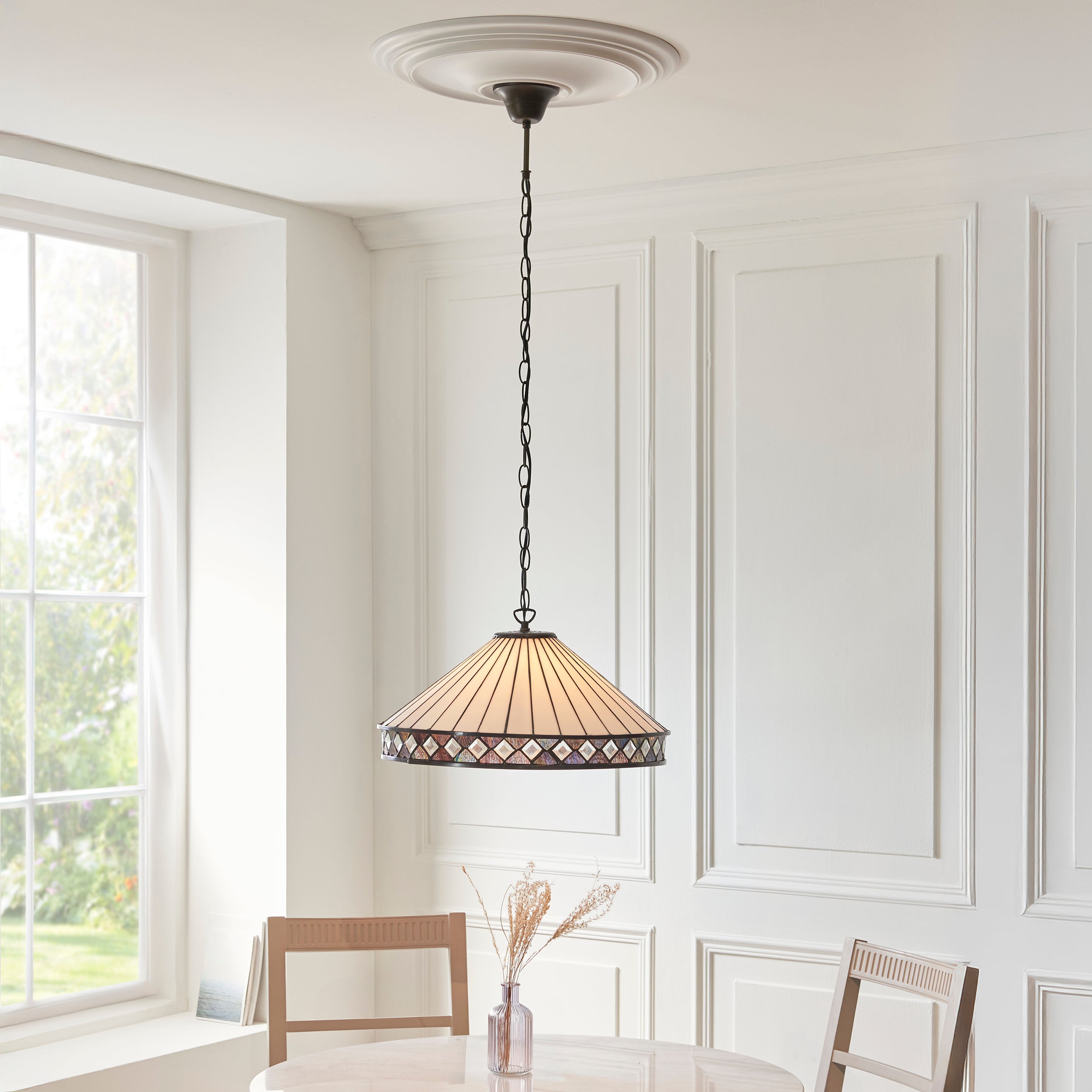 Fargo Large Tiffany Ceiling Light - 3 Bulb Fitting