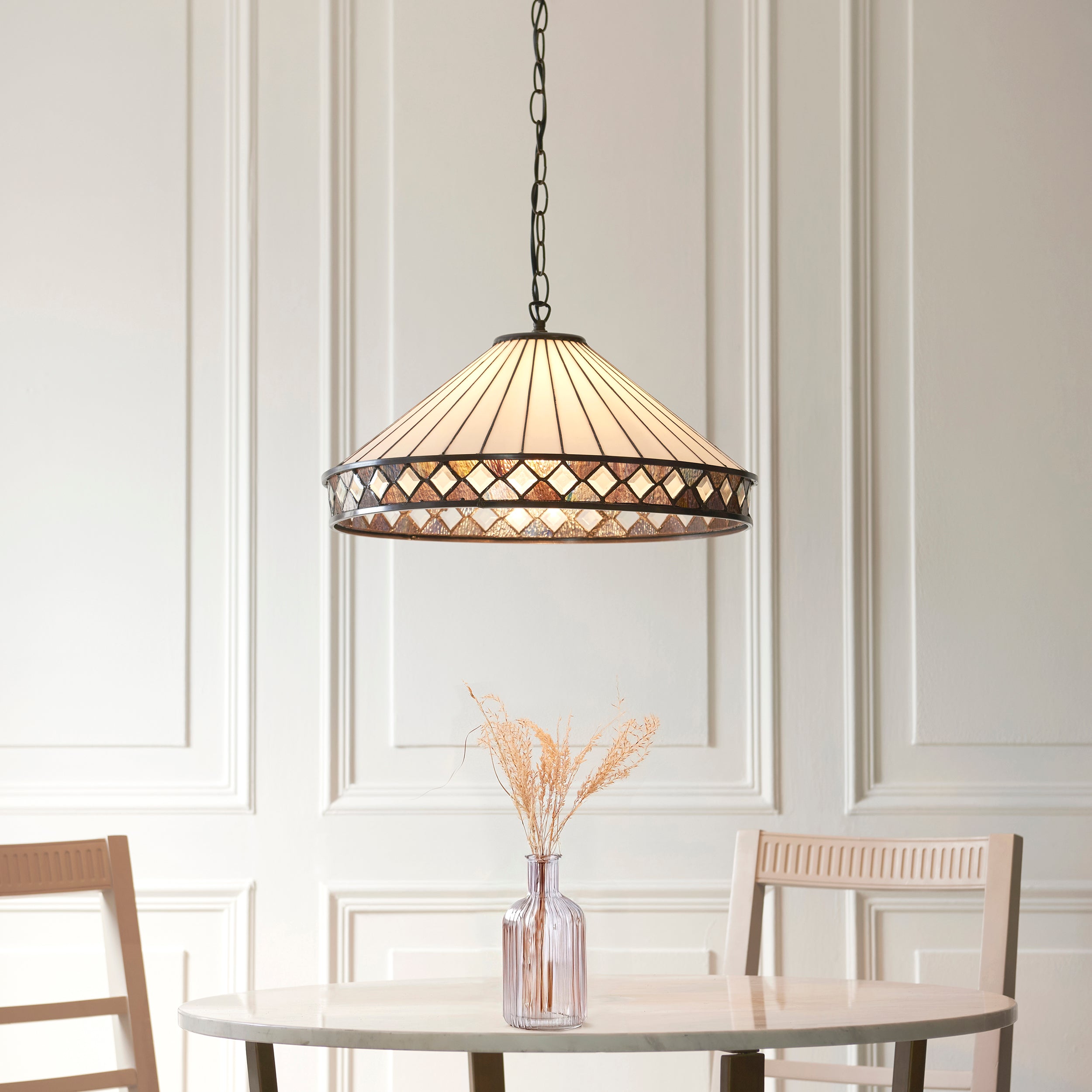 Fargo Large Tiffany Ceiling Light - 3 Bulb Fitting