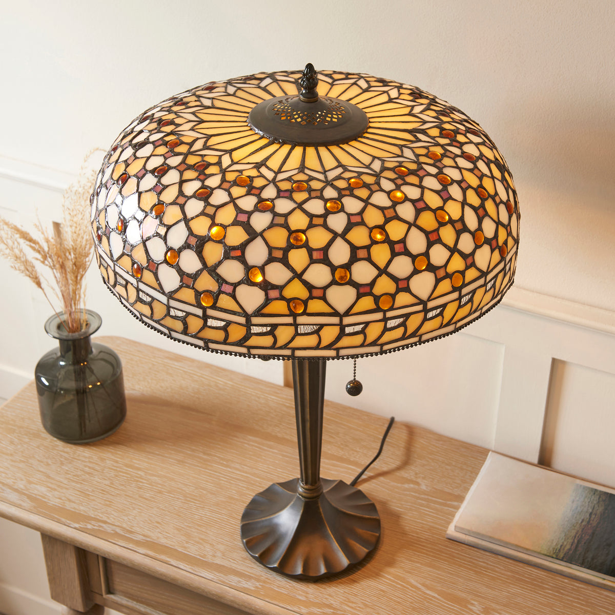 Interiors 1900 Mille Feux Large 2 Light Tiffany Table Lamp — alternate view