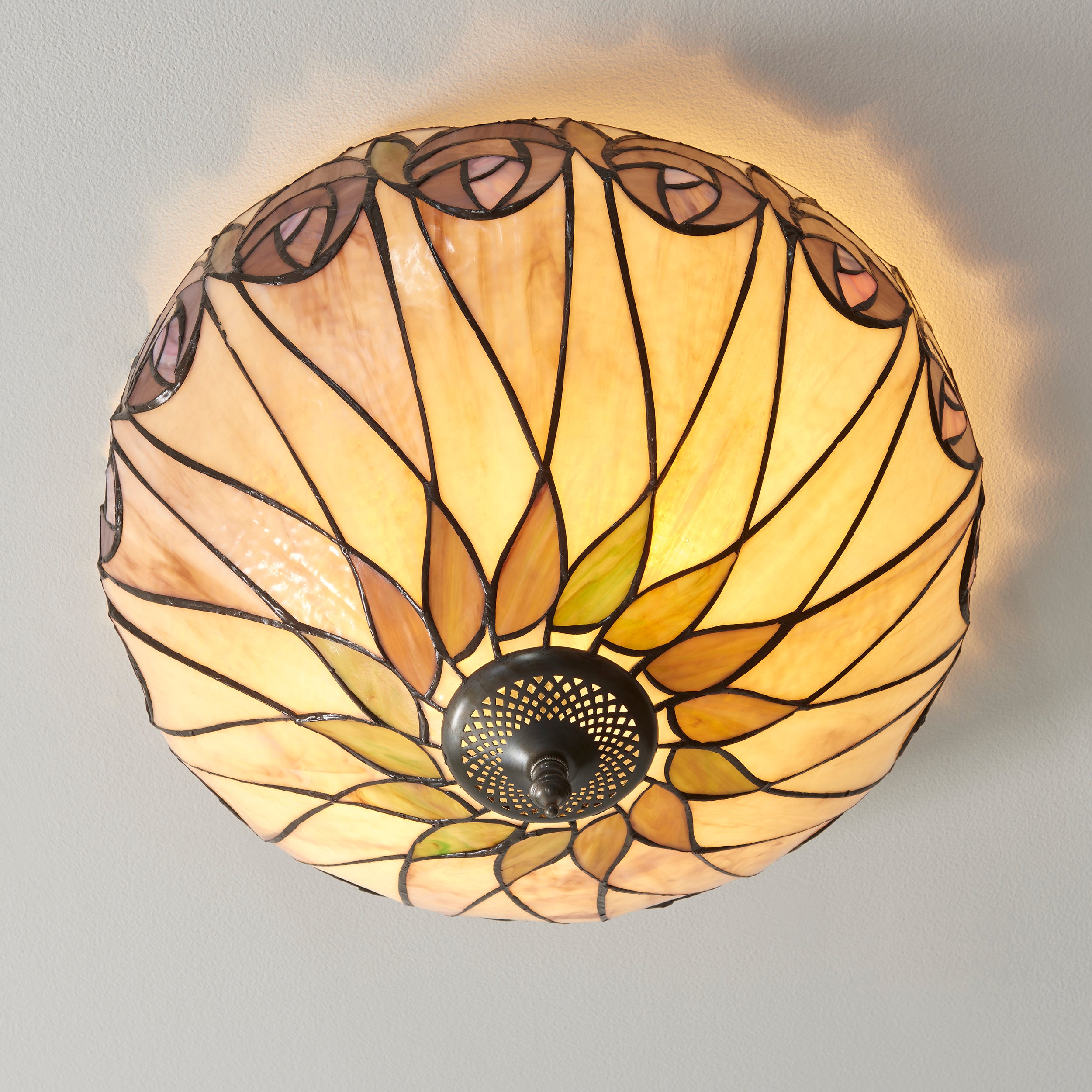 Interiors 1900 Hutchinson Medium Flush Tiffany Ceiling Light