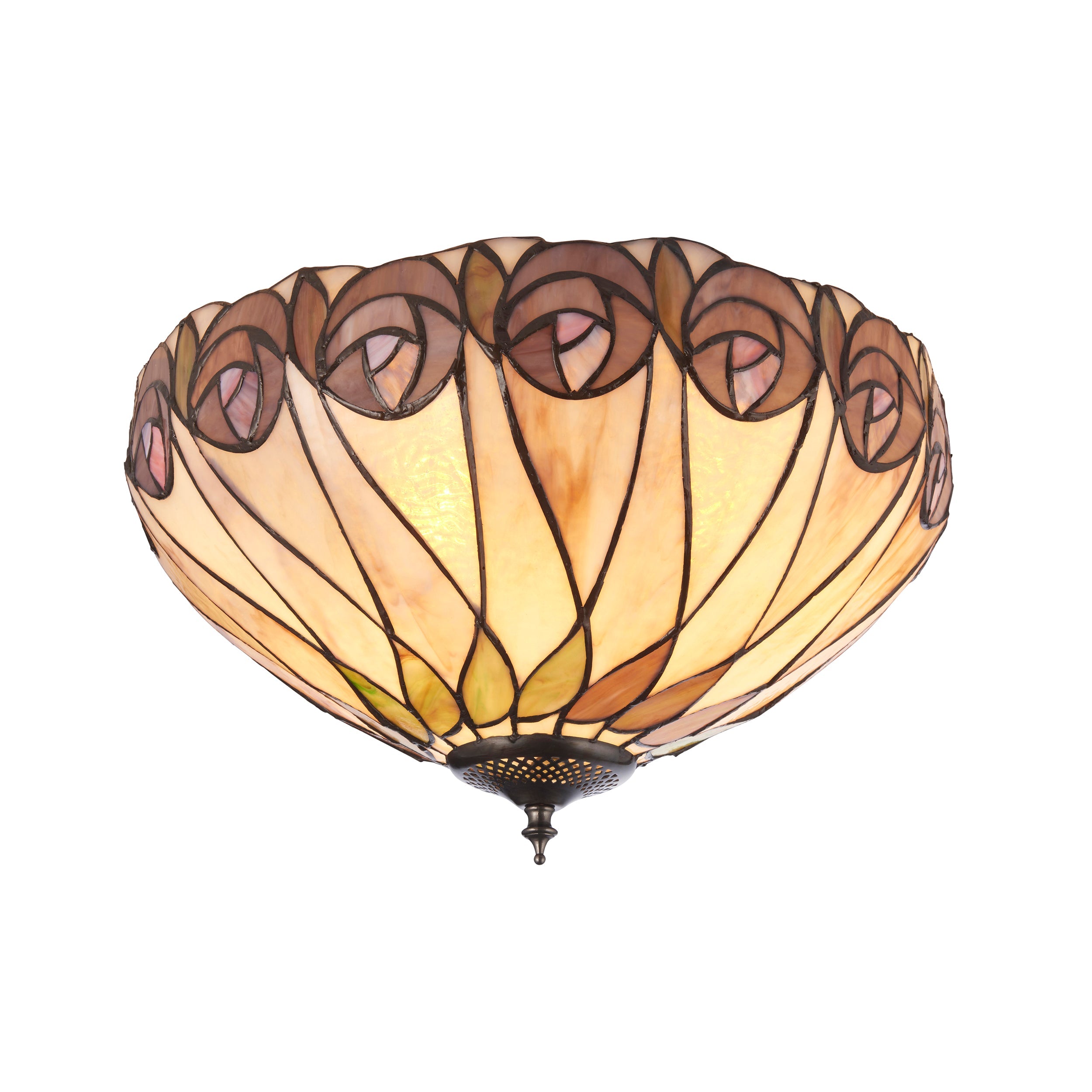 Interiors 1900 Hutchinson Medium Flush Tiffany Ceiling Light - Open Box-100326
