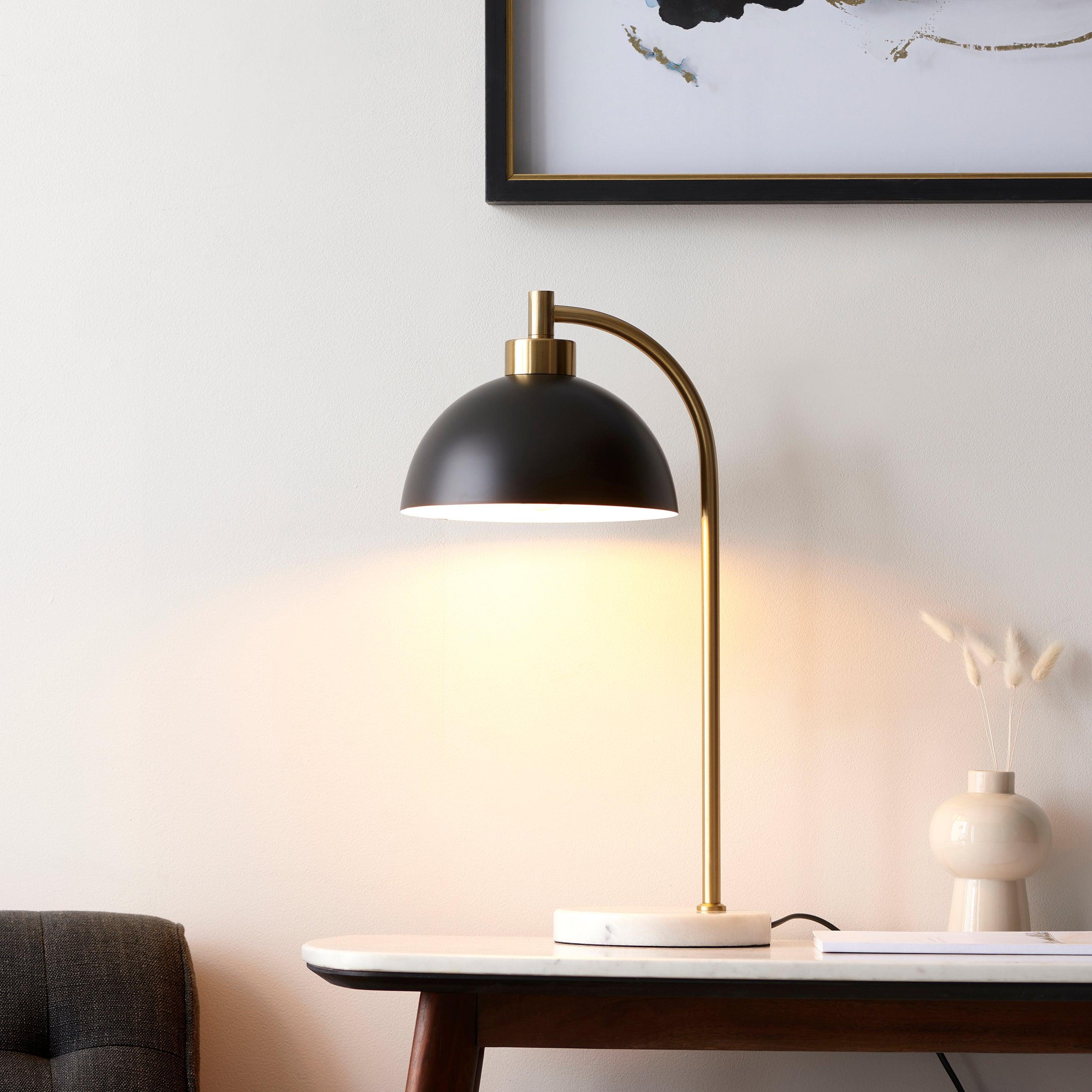 buchanan black brass task table lamp with marble base by Endon Lighting Living room image