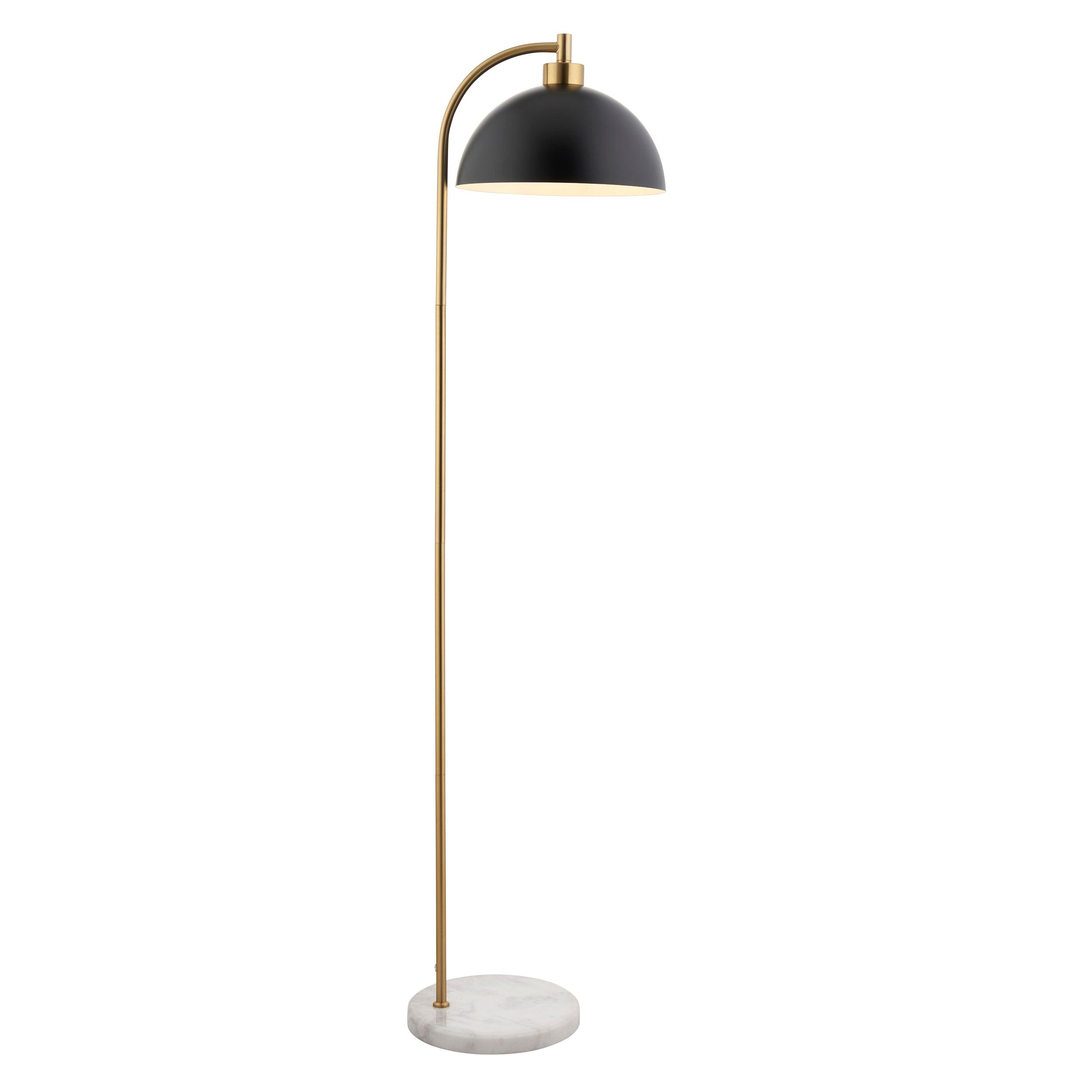 buchanan brass black task floor lamp with marble base by Endon Lighting Bedroom Close Up Image