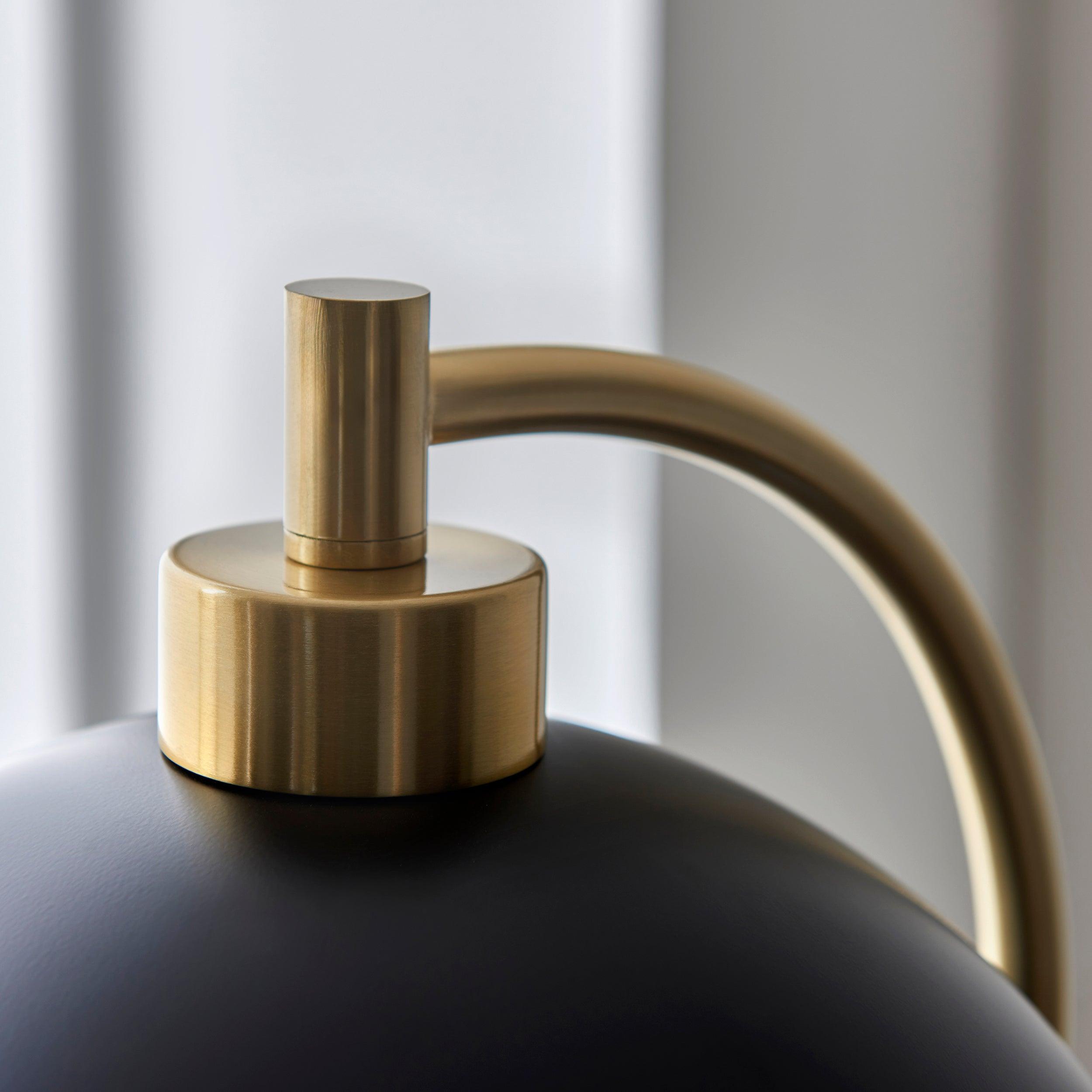 buchanan brass black task floor lamp with marble base by Endon Lighting Bedroom Hero Shot