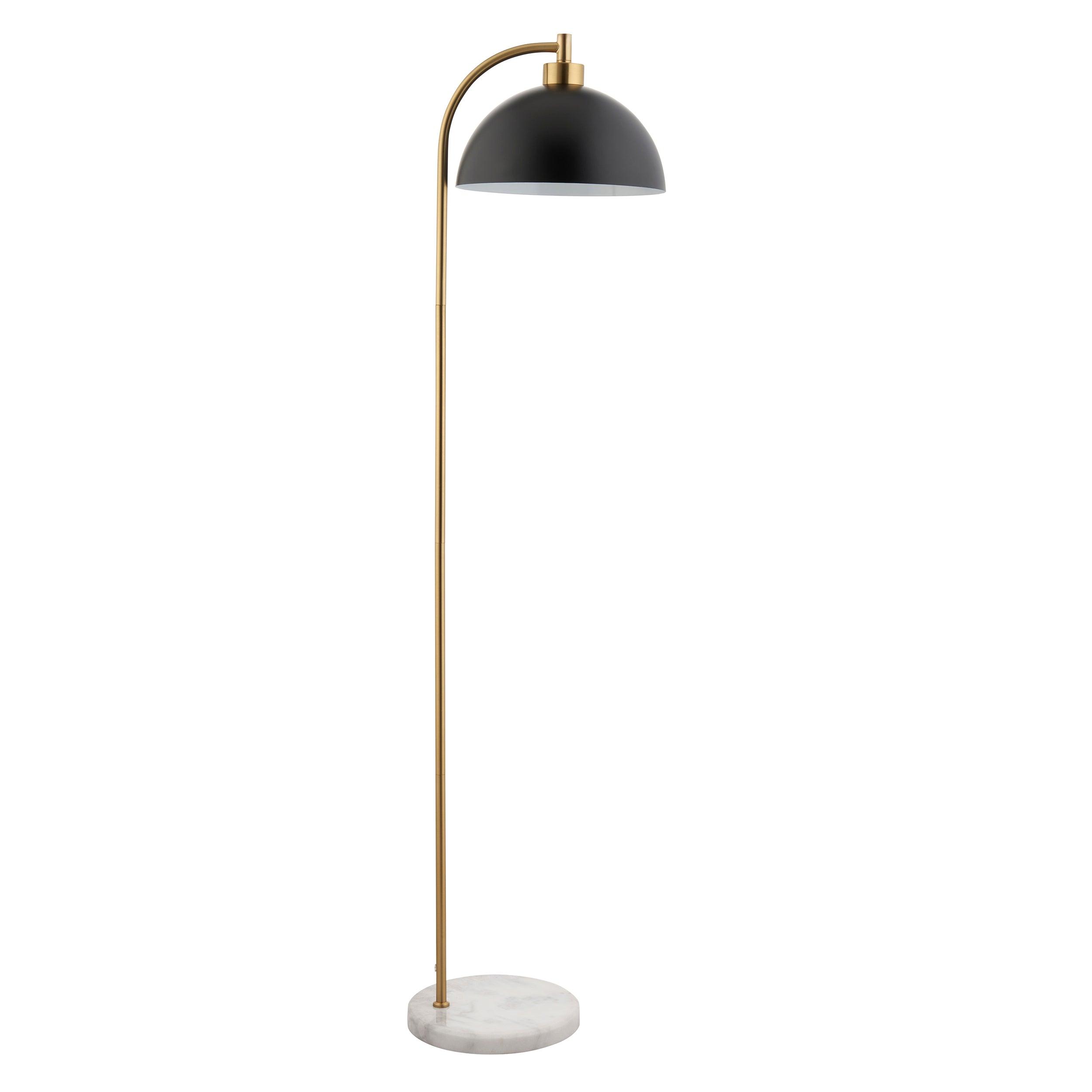 buchanan brass black task floor lamp with marble base by Endon Lighting Living room close up image