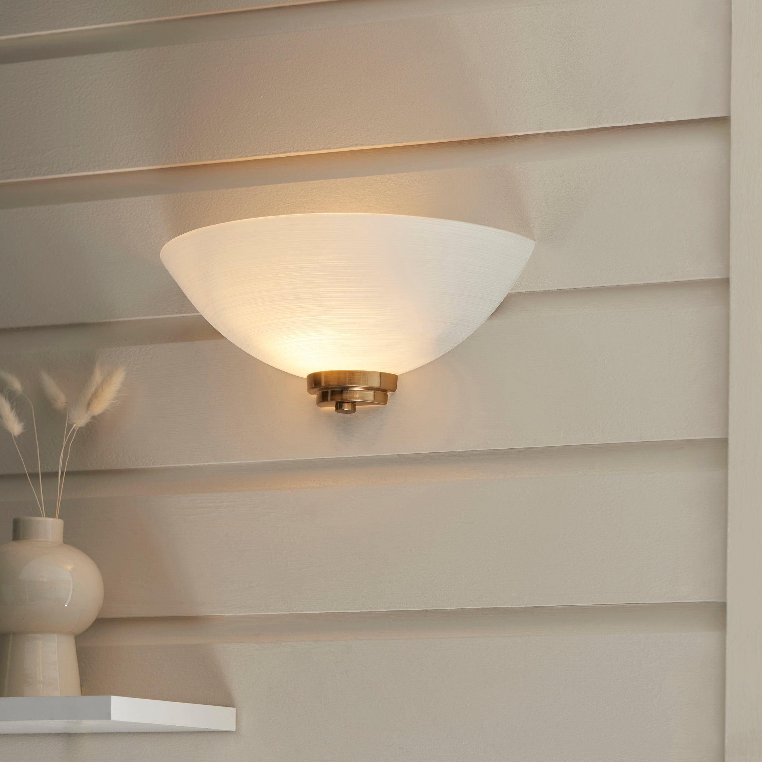 welles aged brass finish art deco uplighter wall light by Endon Lighting Living room image