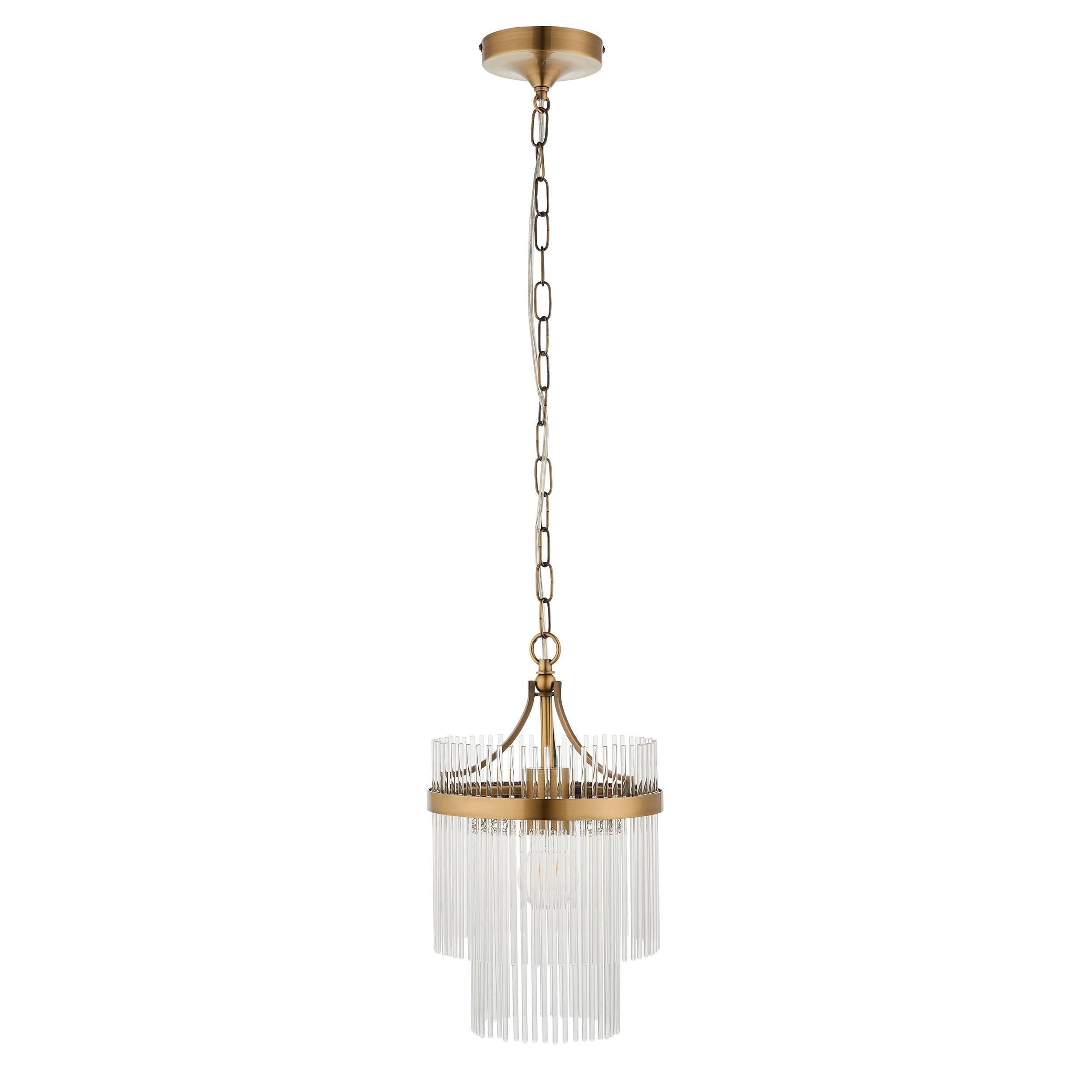 marietta brass 1 light small ceiling pendant glass rods by Endon Lighting Dining Room Family Image