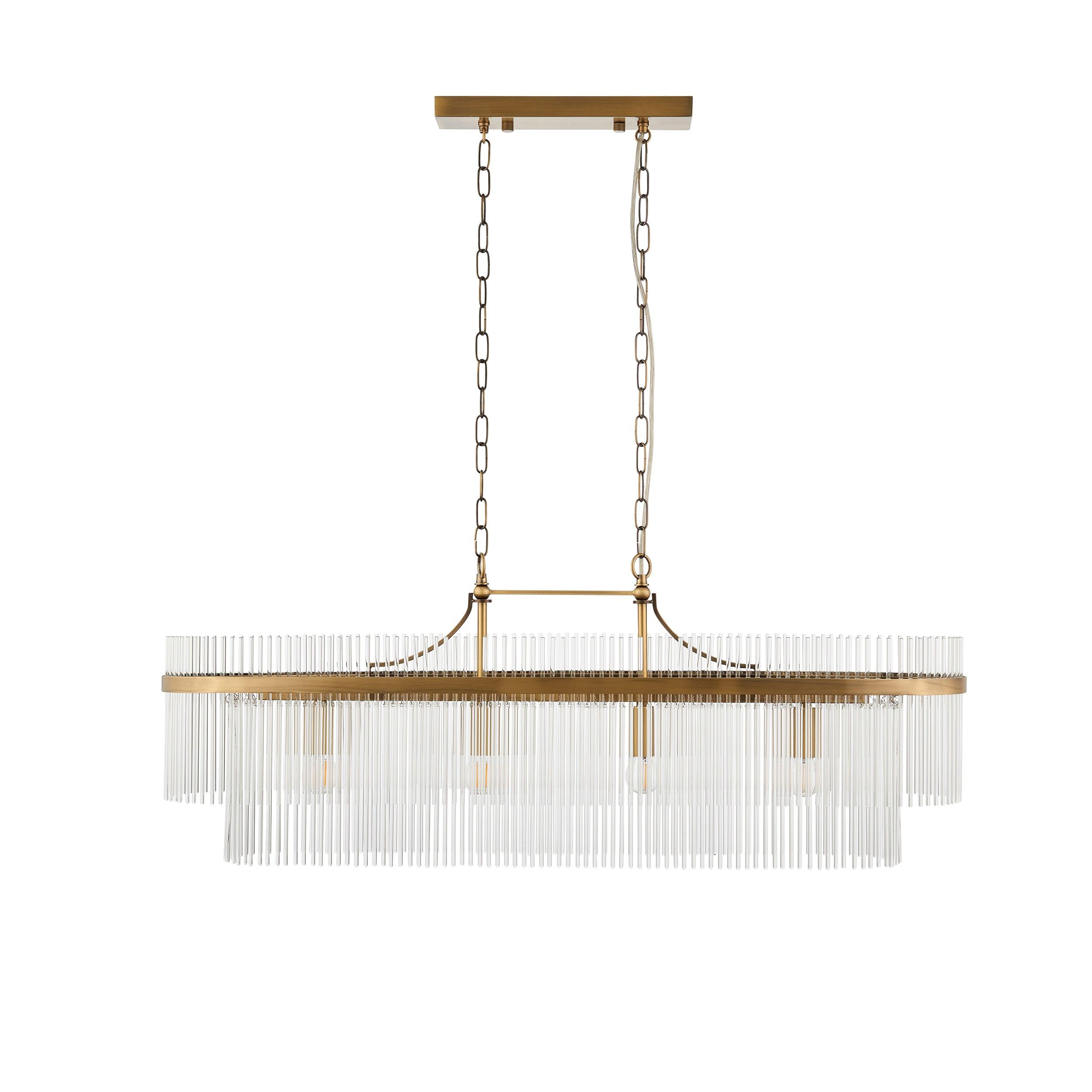 marietta brass 4 light linear ceiling pendant glass rods by Endon Lighting Kitchen Lights