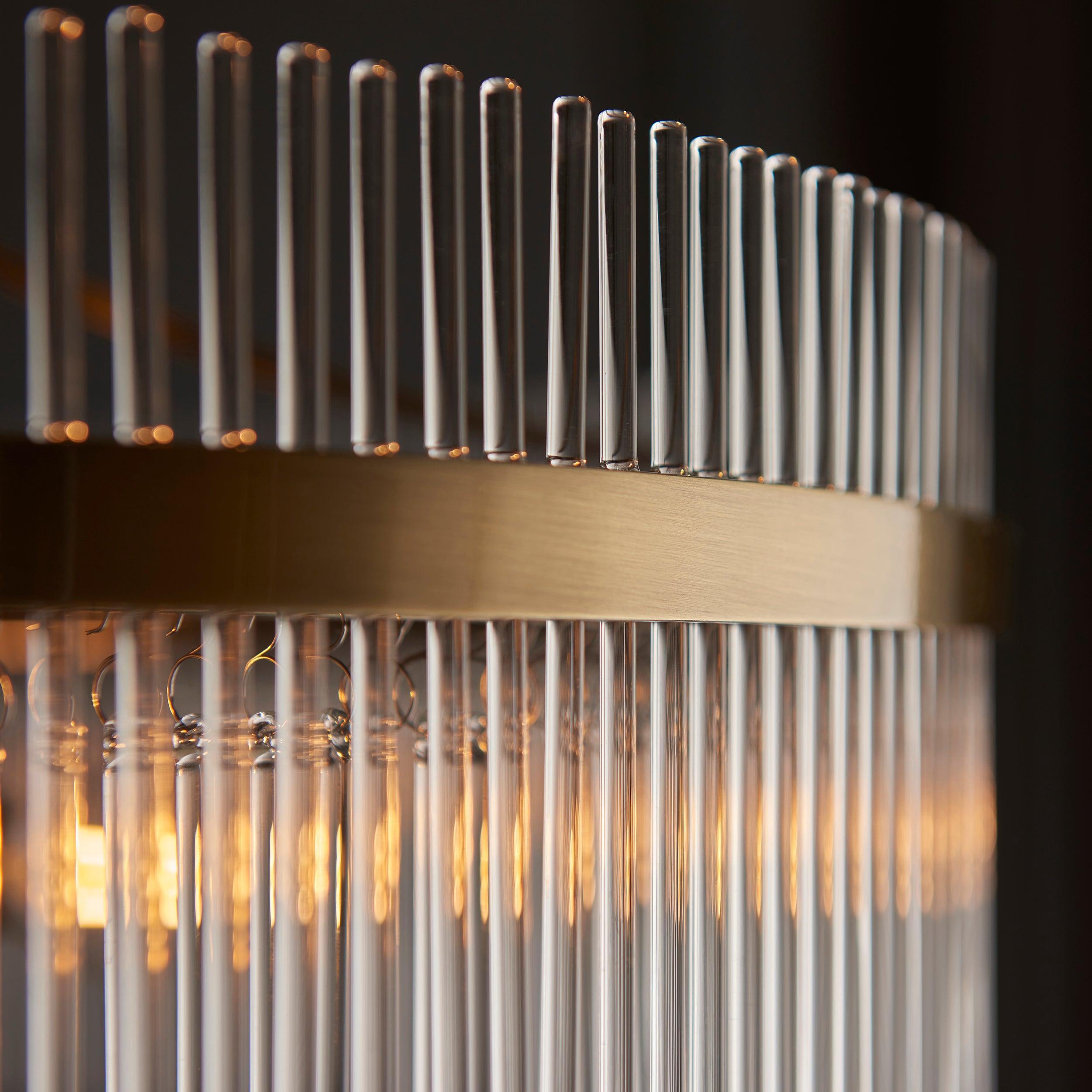 marietta brass 7 light grand ceiling pendant glass rods by Endon Lighting Bedroom Hero Shot