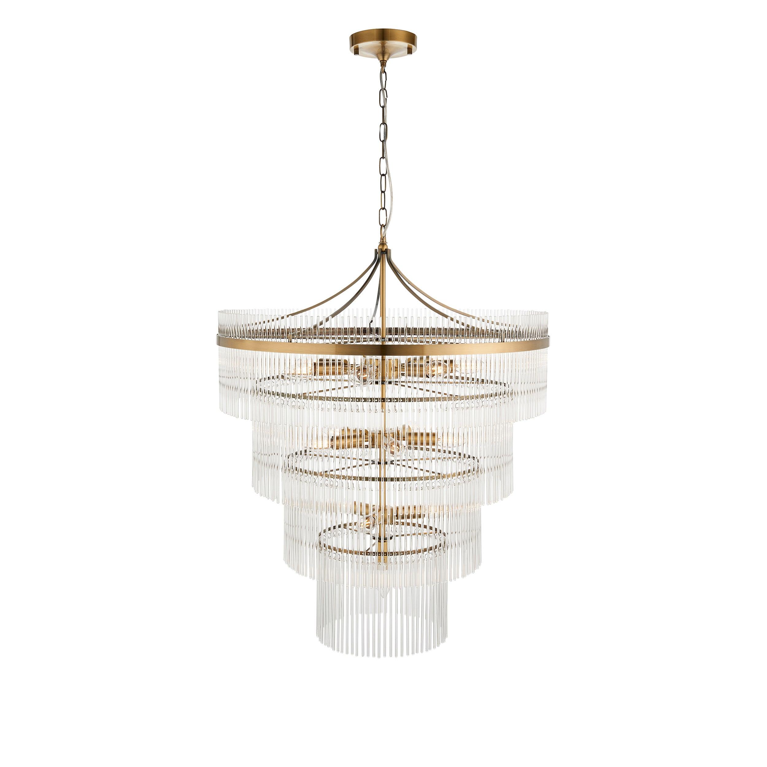 marietta brass 16 light tiered ceiling pendant glass rods by Endon Lighting Kitchen Lights
