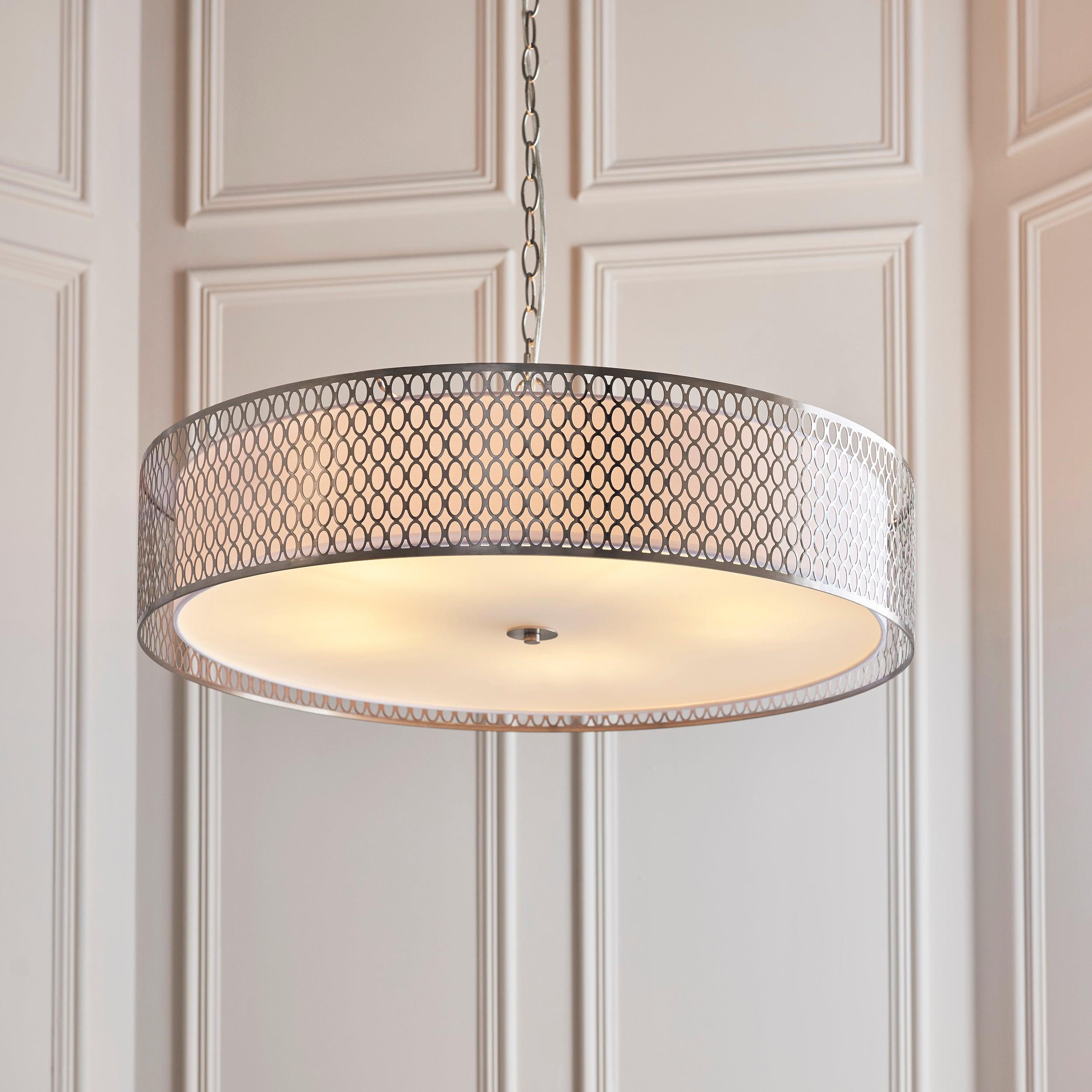 Endon Cordero 5 Light Nickel Grand Ceiling Pendant