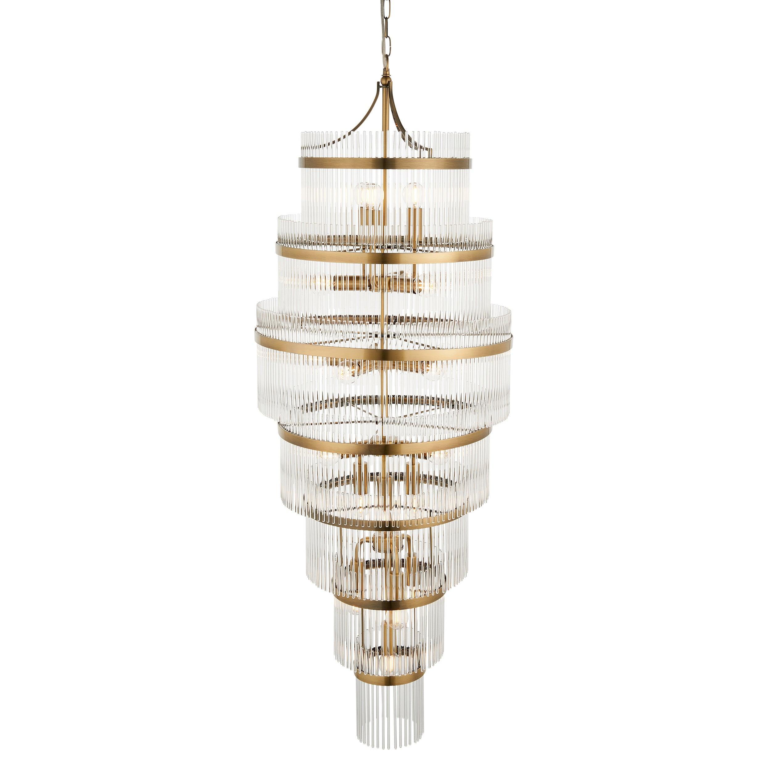 marietta brass grand 21 light ceiling pendant glass rods by Endon Lighting Living Room Family Shot