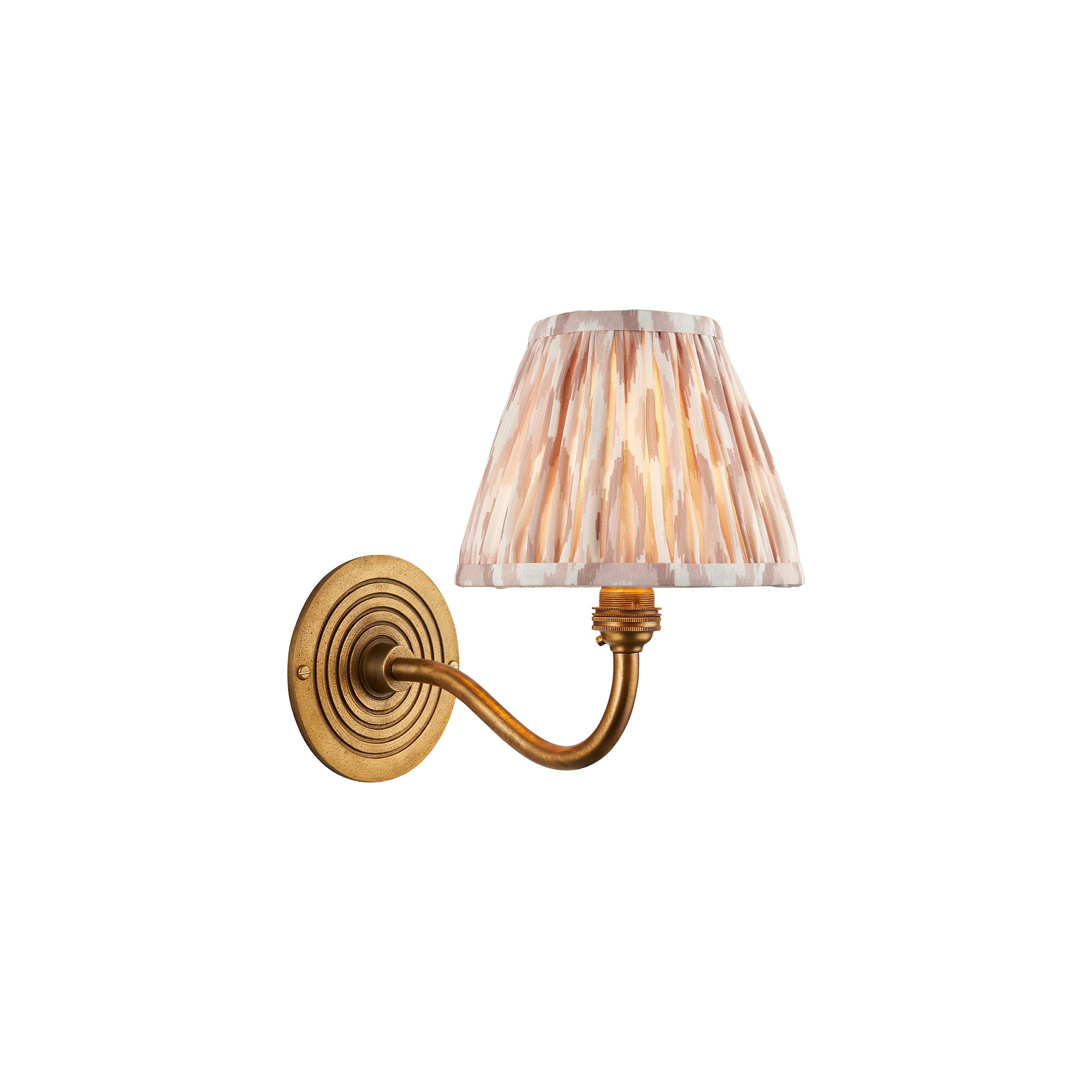 Ripple Curve Brass Wall Light & Neutral Ikat 16cm Shade 114102 by Endon Lighting