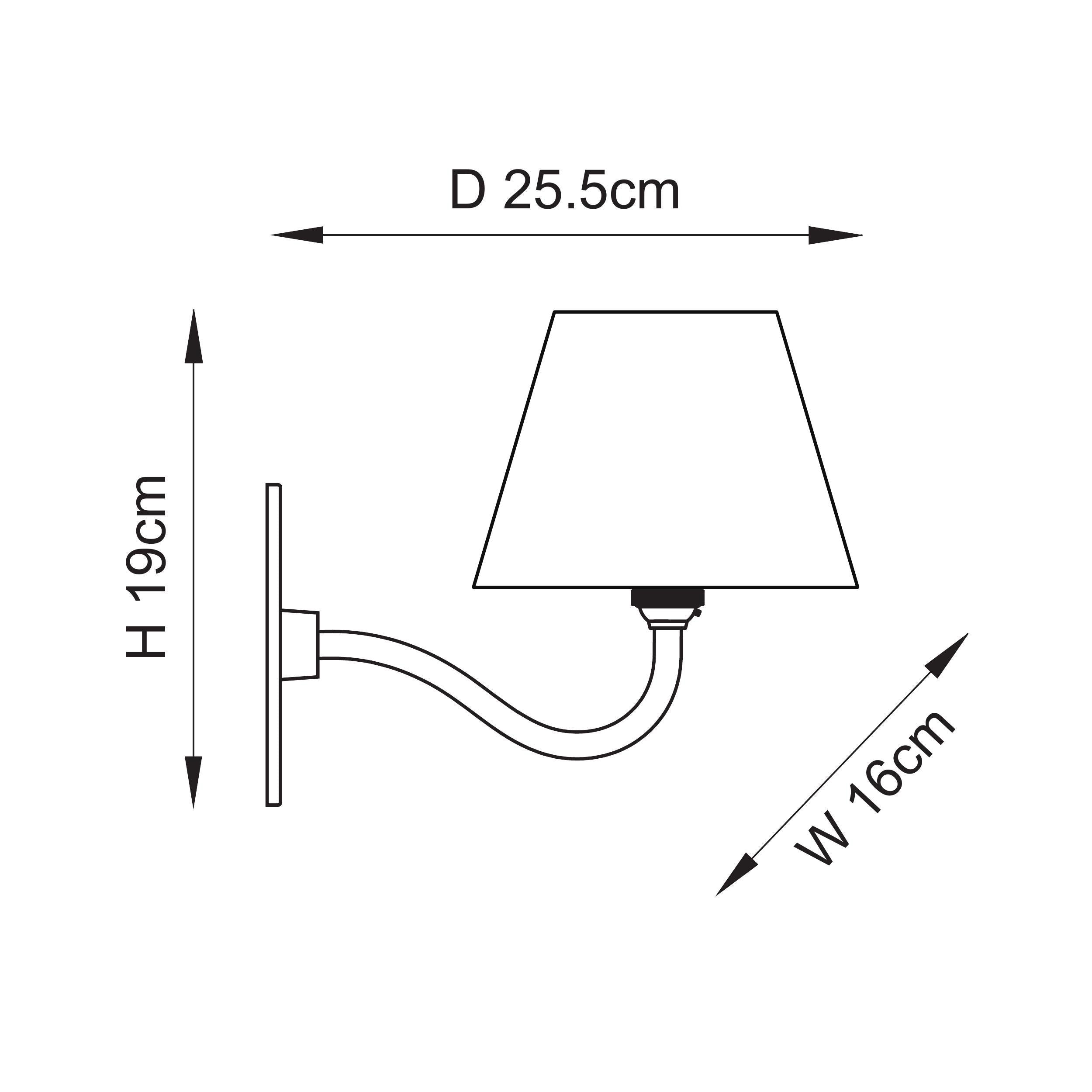 Ripple Curve Brass Wall Light & Neutral Ikat 16cm Shade