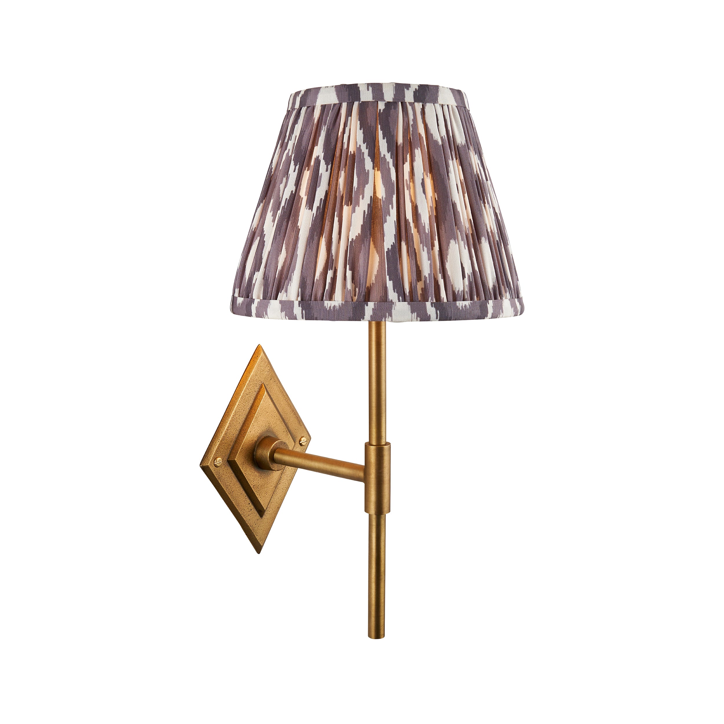 Diamond Brass Tall Wall Light & Grey Ikat 20cm Shade 114161 by Endon Lighting