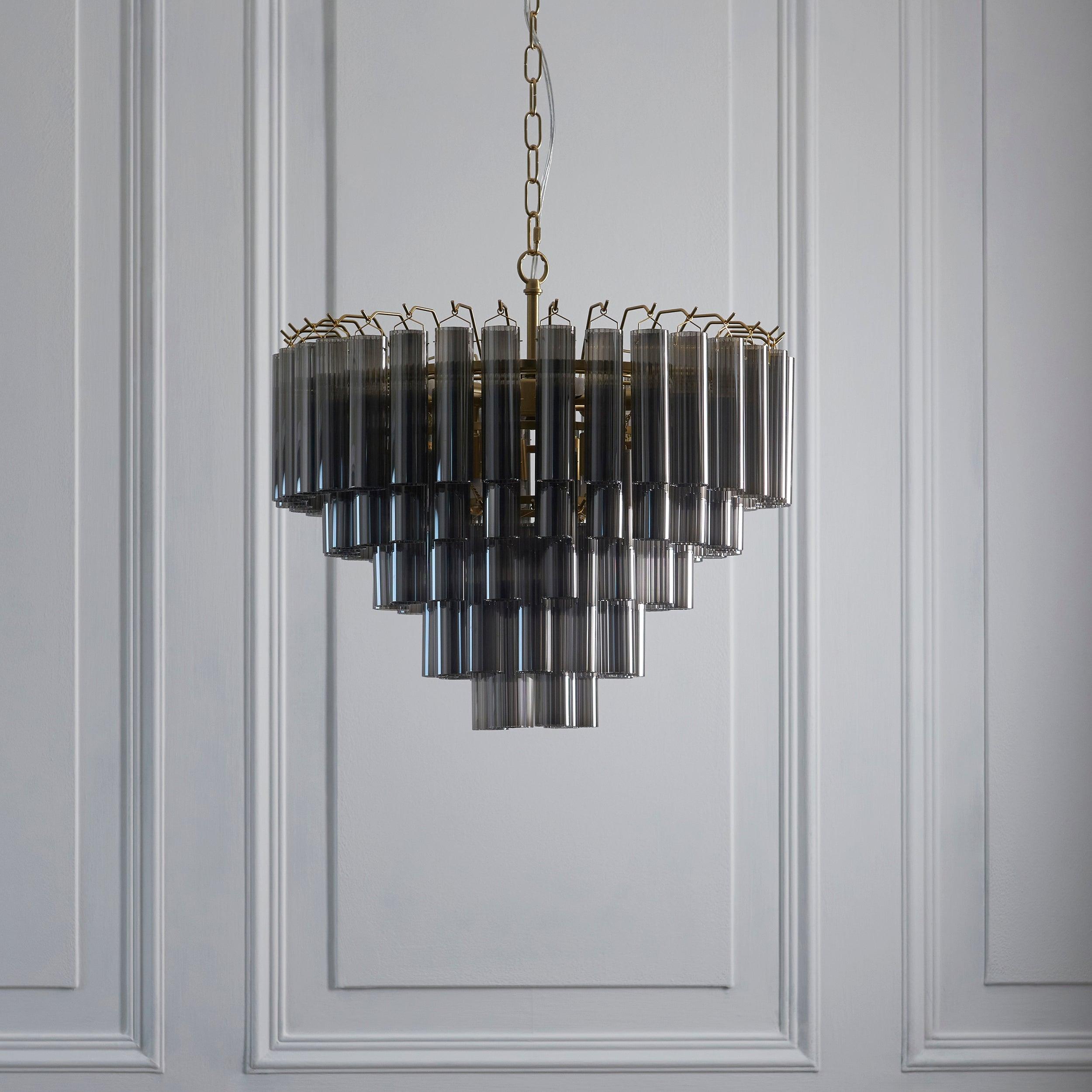 Toulouse Brass and Smokey Glass Chandelier