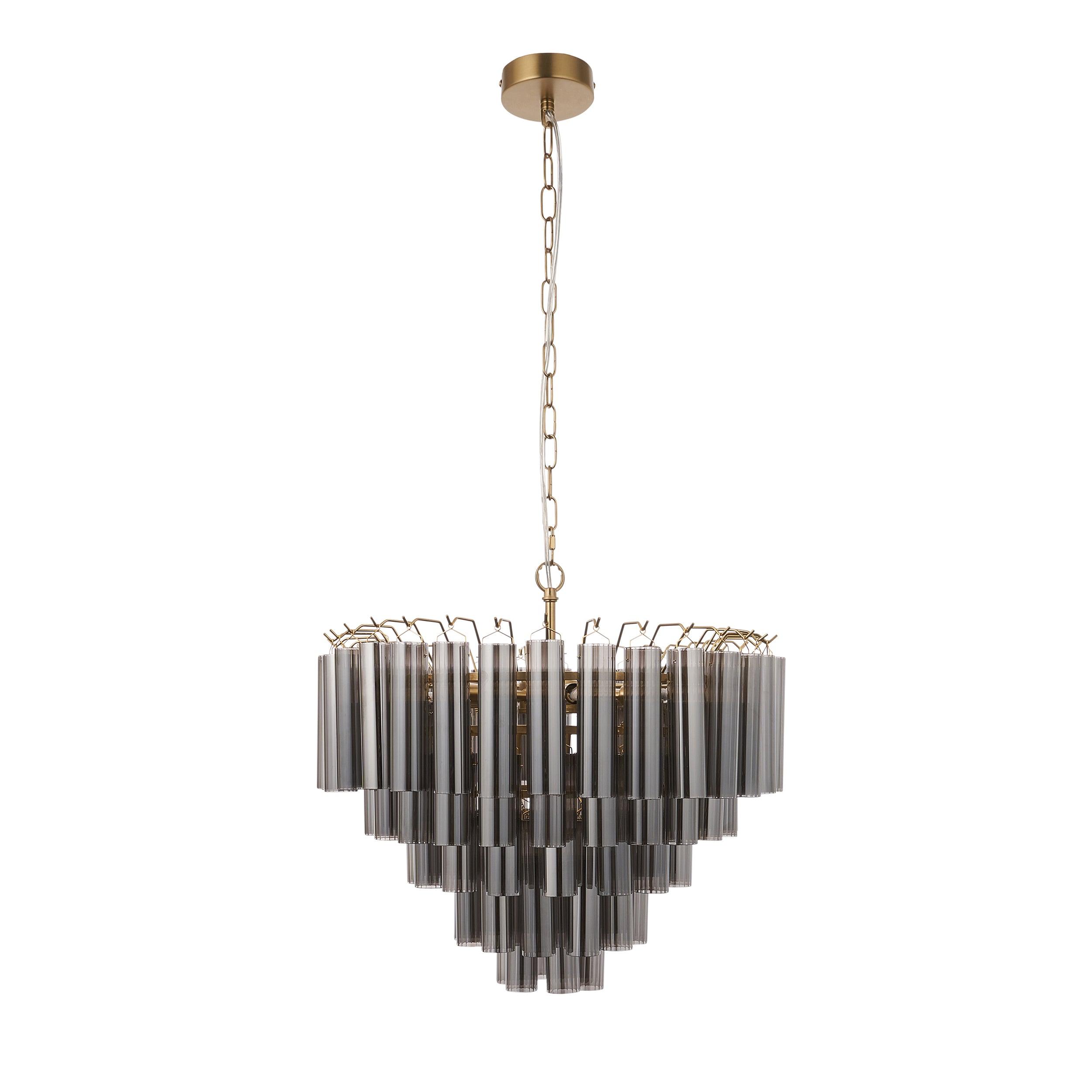 Toulouse Brass and Smokey Glass Chandelier