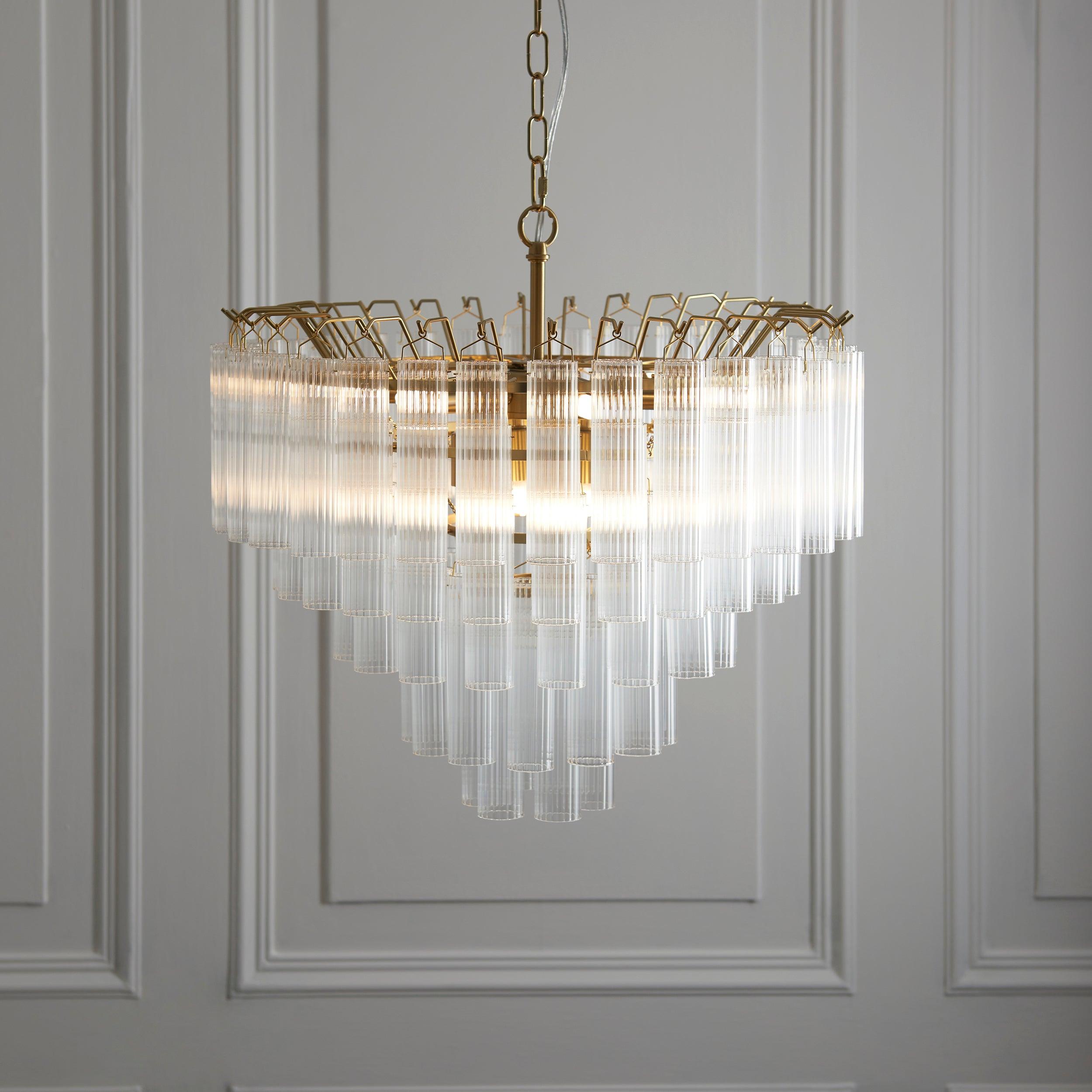 Toulouse Brass and Clear Glass Chandelier